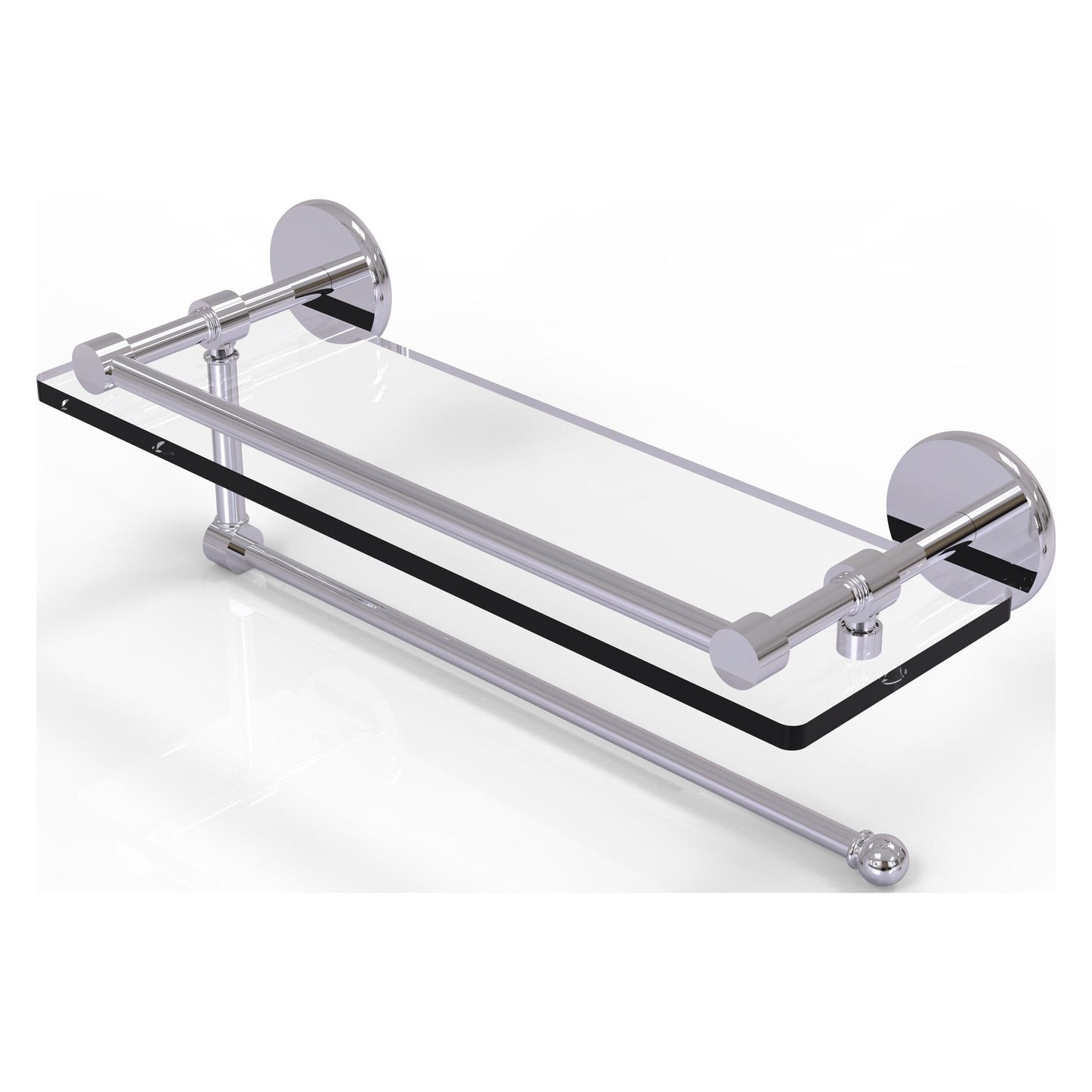 Allied Brass Prestige Skyline 16" x 5" Polished Chrome Solid Brass Paper Towel Holder With 16" Gallery Glass Shelf