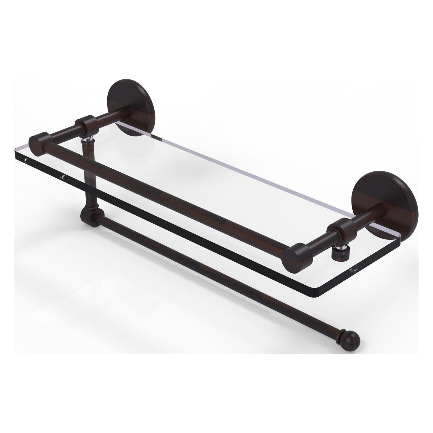 Allied Brass Prestige Skyline 16" x 5" Venetian Bronze Solid Brass Paper Towel Holder With 16" Gallery Glass Shelf