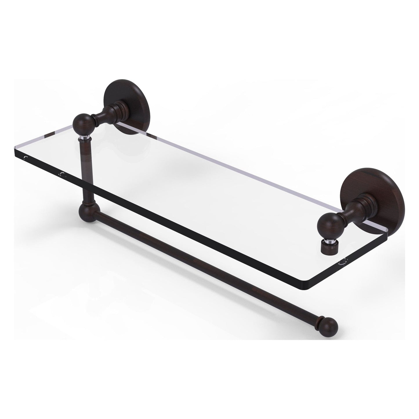 Allied Brass Prestige Skyline 16" x 5" Venetian Bronze Solid Brass Paper Towel Holder With 16" Glass Shelf