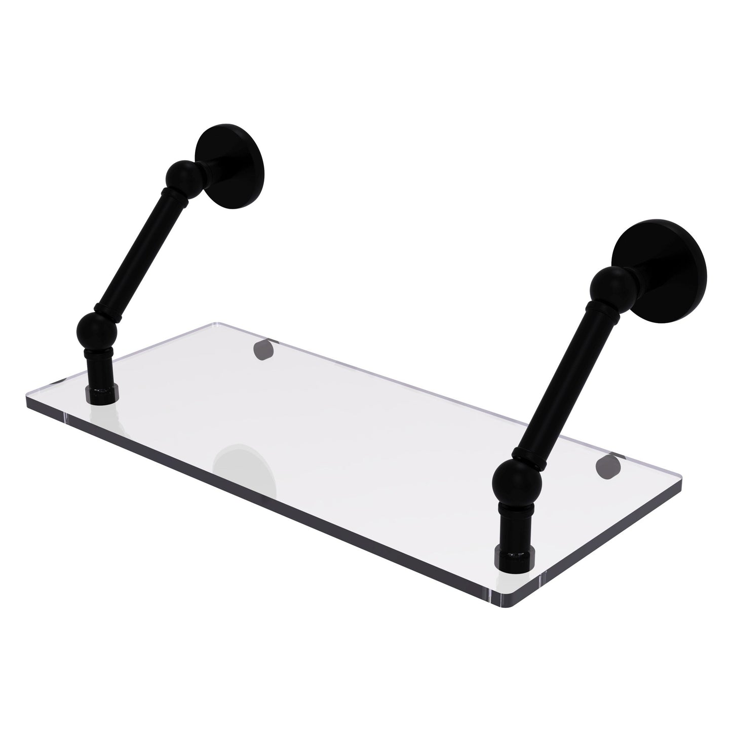 Allied Brass Prestige Skyline 18" x 8" Matte Black Solid Brass Floating Glass Shelf