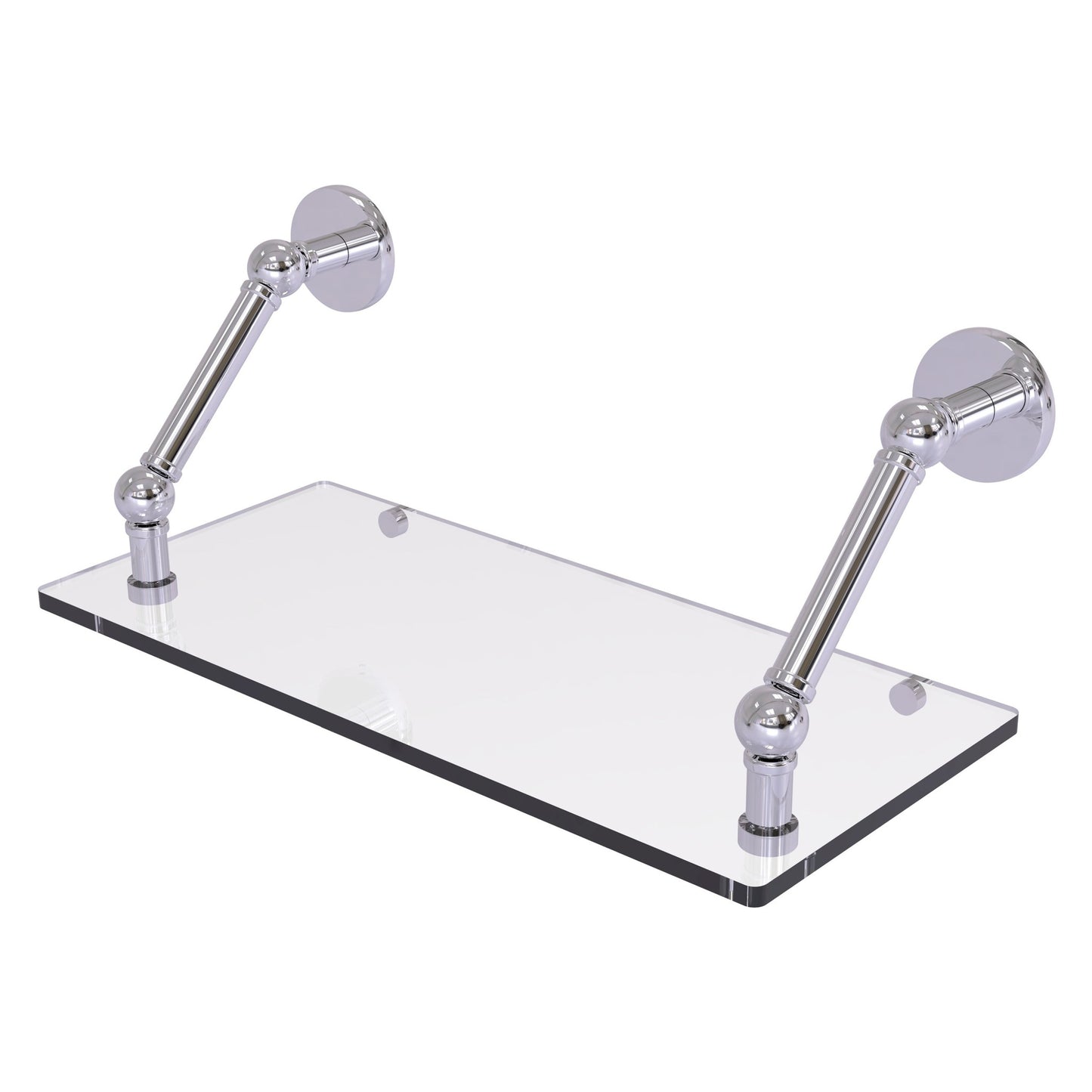 Allied Brass Prestige Skyline 18" x 8" Polished Chrome Solid Brass Floating Glass Shelf