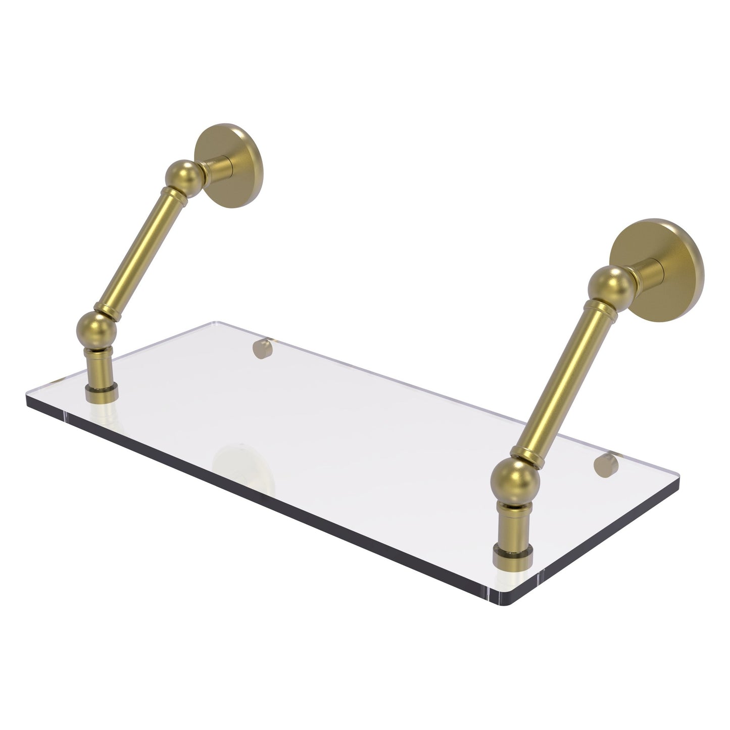 Allied Brass Prestige Skyline 18" x 8" Satin Brass Solid Brass Floating Glass Shelf