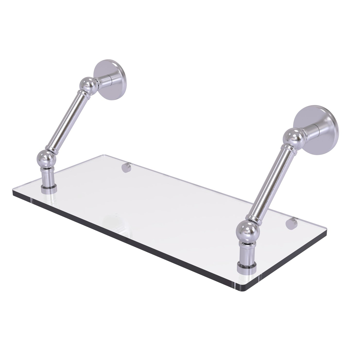 Allied Brass Prestige Skyline 18" x 8" Satin Chrome Solid Brass Floating Glass Shelf