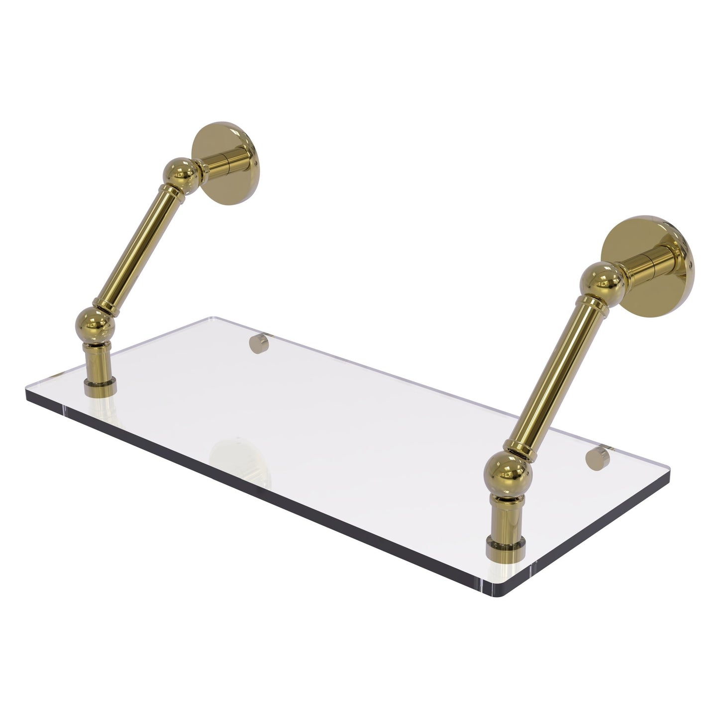 Allied Brass Prestige Skyline 18" x 8" Unlacquered Brass Solid Brass Floating Glass Shelf