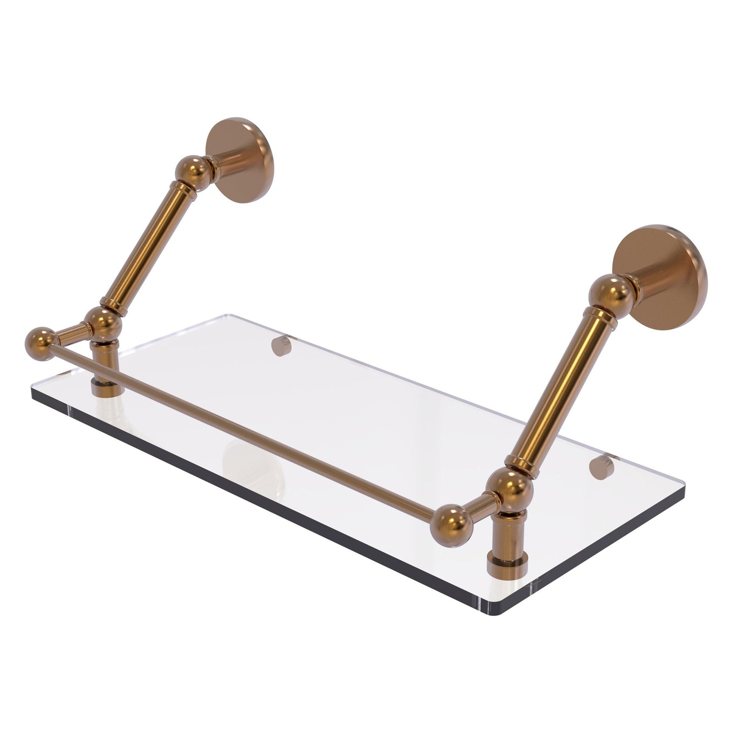 Allied Brass Prestige Skyline 18" x 8.6" Brushed Bronze Solid Brass Floating Glass Shelf With Gallery Rail