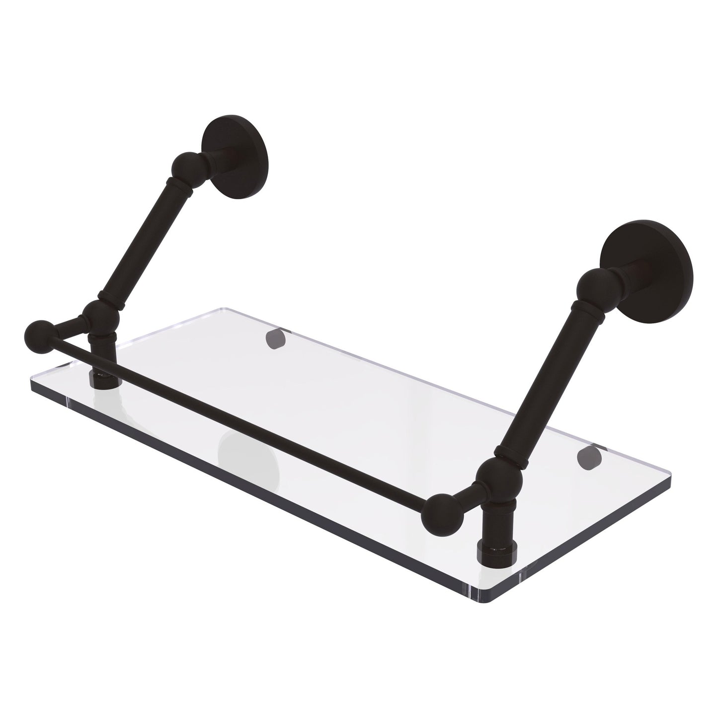 Allied Brass Prestige Skyline 18" x 8.6" Oil Rubbed Bronze Solid Brass Floating Glass Shelf With Gallery Rail