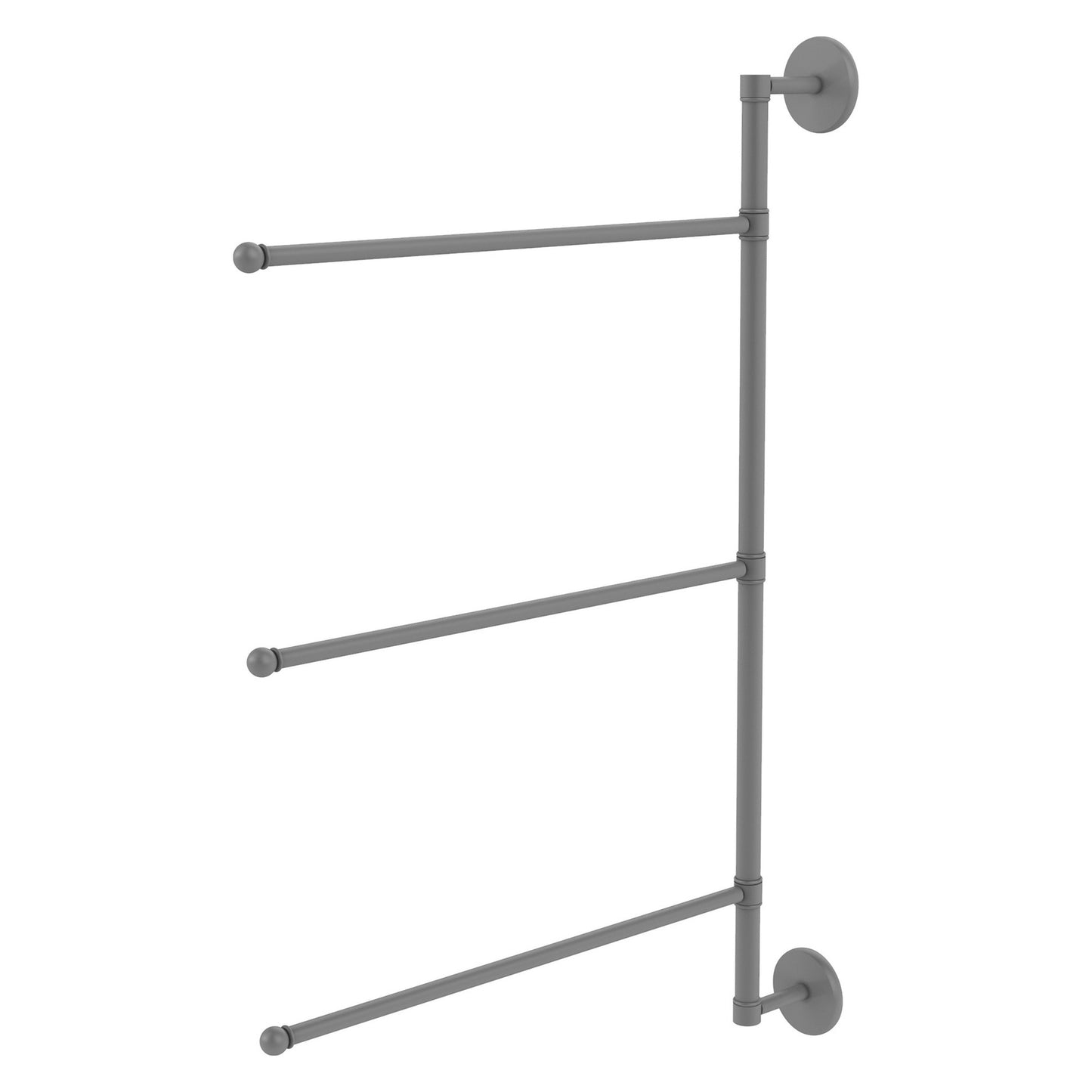 Allied Brass Prestige Skyline 20.2" x 3.1" Matte Gray Solid Brass 3-Swing Arm Vertical Towel Bar