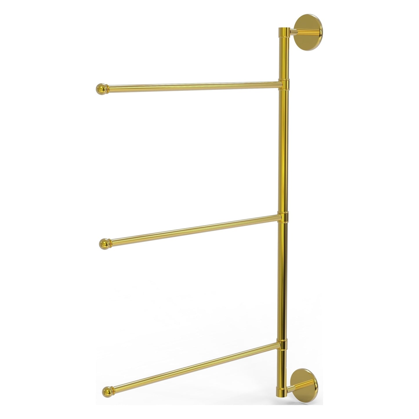 Allied Brass Prestige Skyline 20.2" x 3.1" Polished Brass Solid Brass 3-Swing Arm Vertical Towel Bar