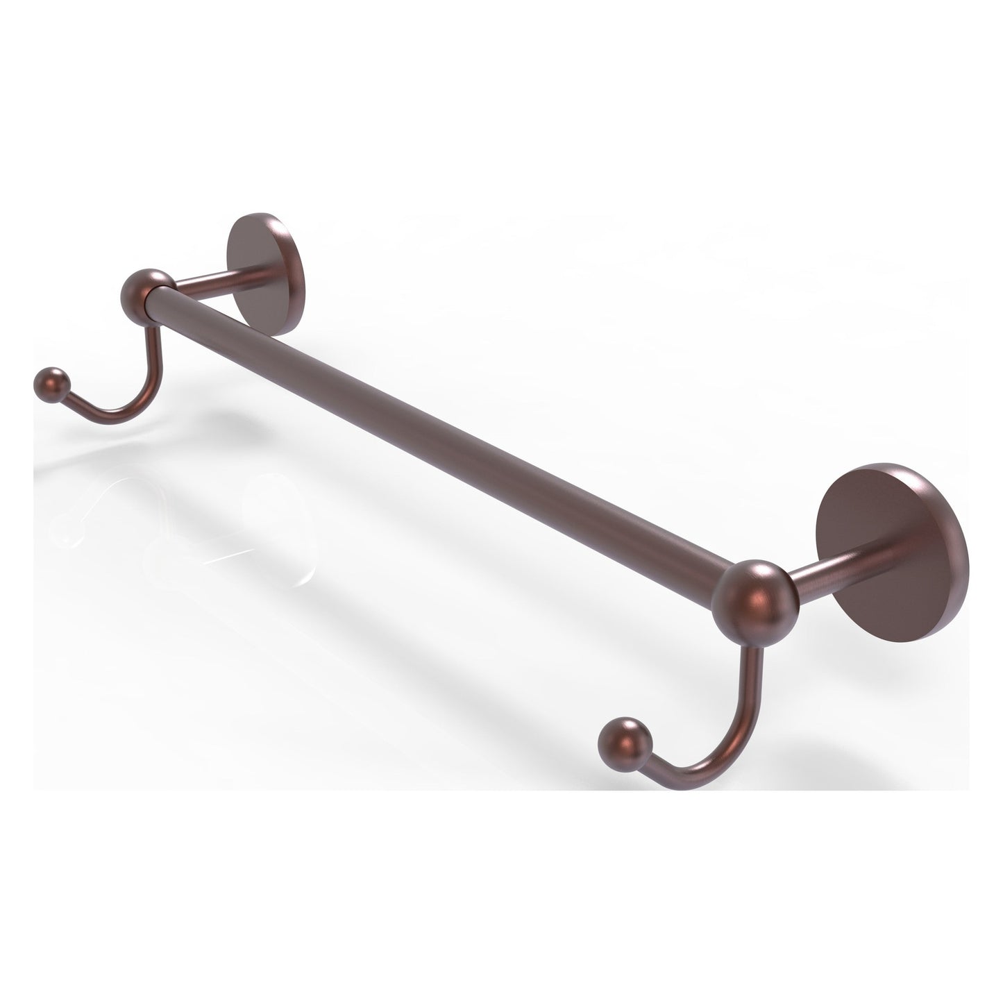 Allied Brass Prestige Skyline 20.25" x 5.7" Antique Copper Solid Brass Towel Bar With Integrated Hooks