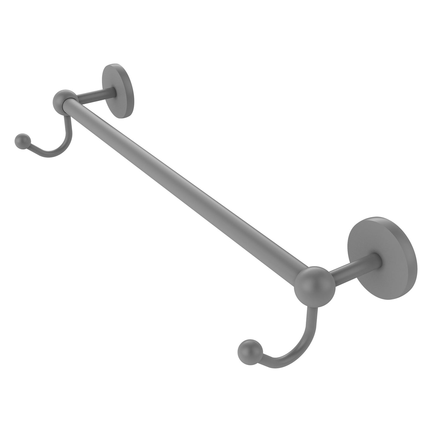 Allied Brass Prestige Skyline 20.25" x 5.7" Matte Gray Solid Brass Towel Bar With Integrated Hooks