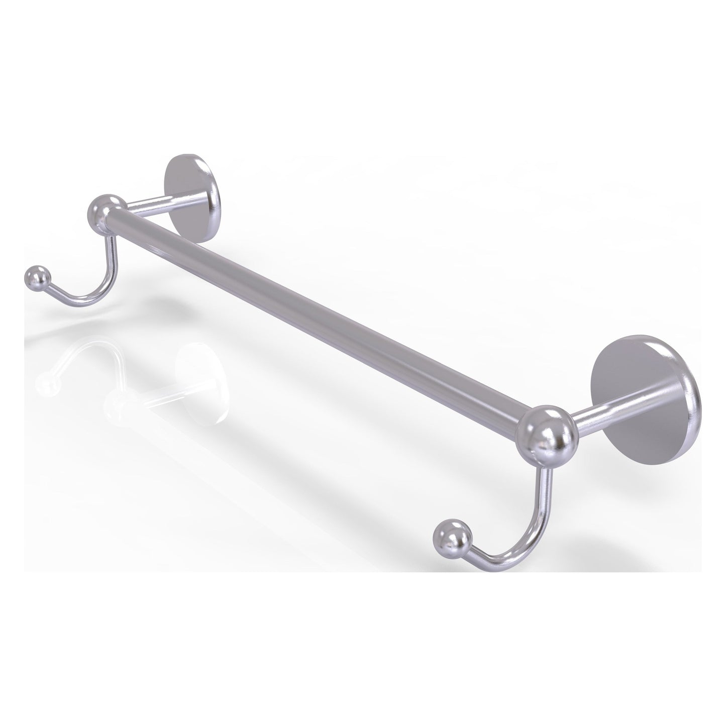 Allied Brass Prestige Skyline 20.25" x 5.7" Satin Chrome Solid Brass Towel Bar With Integrated Hooks