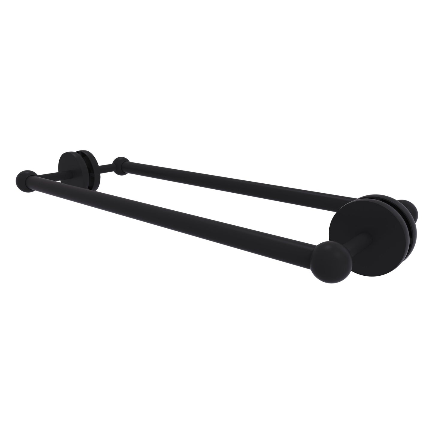 Allied Brass Prestige Skyline 20.7" x 7.2" Matte Black Solid Brass Back-to-Back Shower Door and Towel Bar
