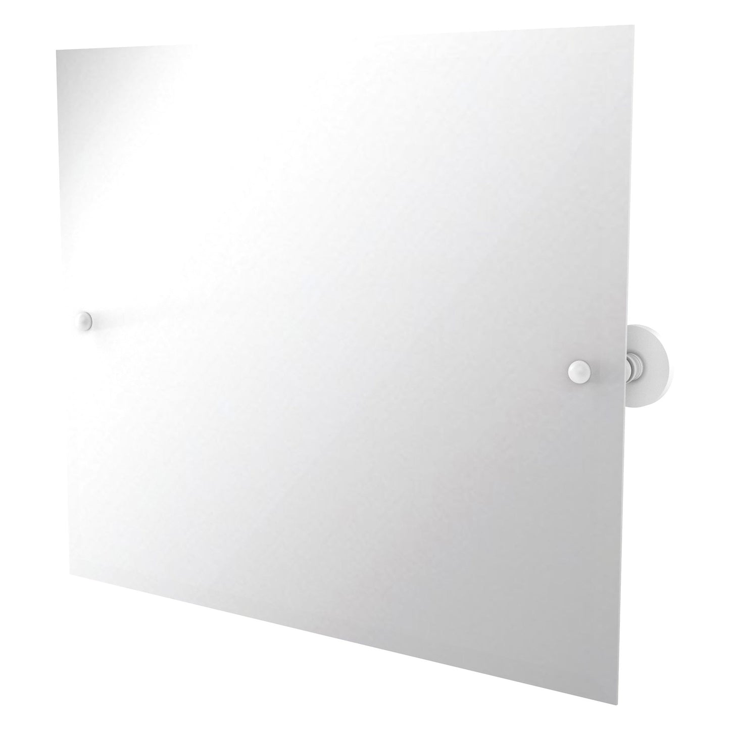 Allied Brass Prestige Skyline 21" x 26" Matte White Solid Brass Frameless Landscape Rectangular Tilt Mirror With Beveled Edge