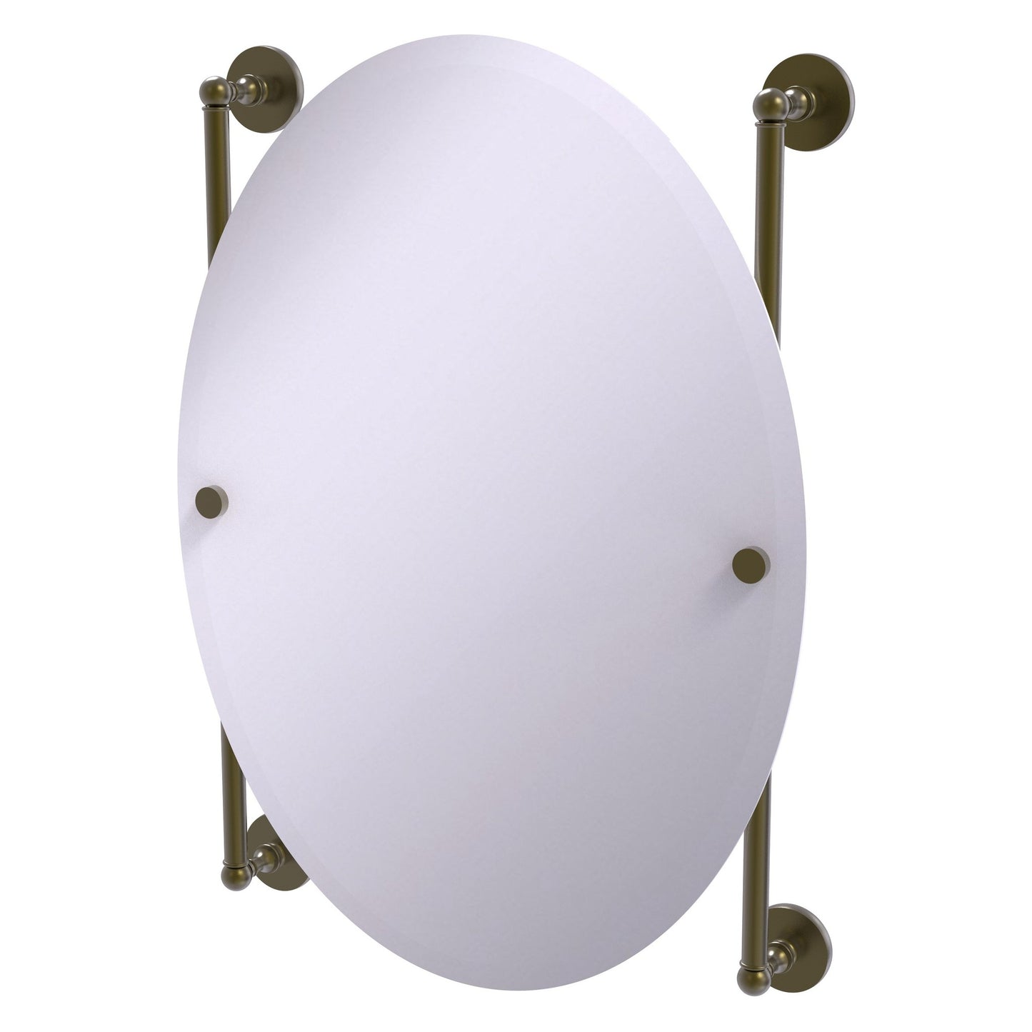Allied Brass Prestige Skyline 21" x 3.8" Antique Brass Solid Brass Oval Frameless Rail Mounted Mirror