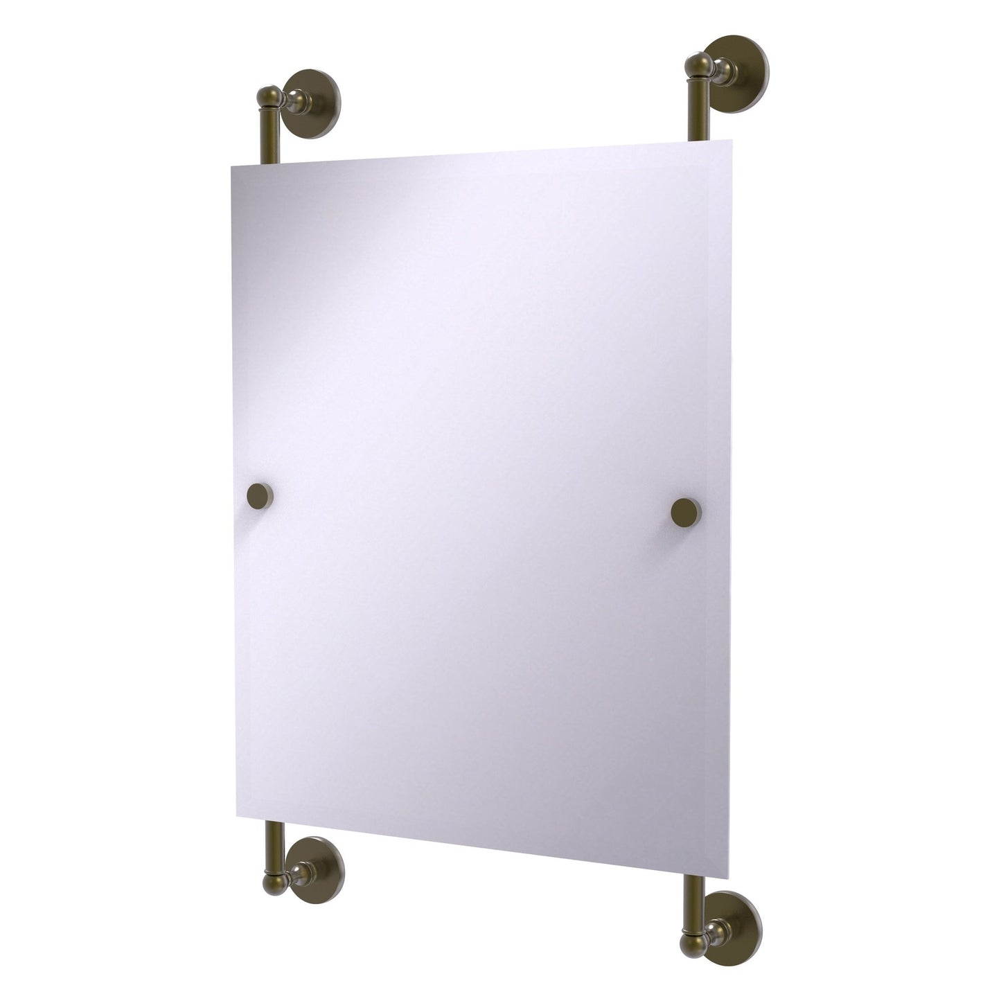 Allied Brass Prestige Skyline 21" x 3.8" Antique Brass Solid Brass Rectangular Frameless Rail Mounted Mirror
