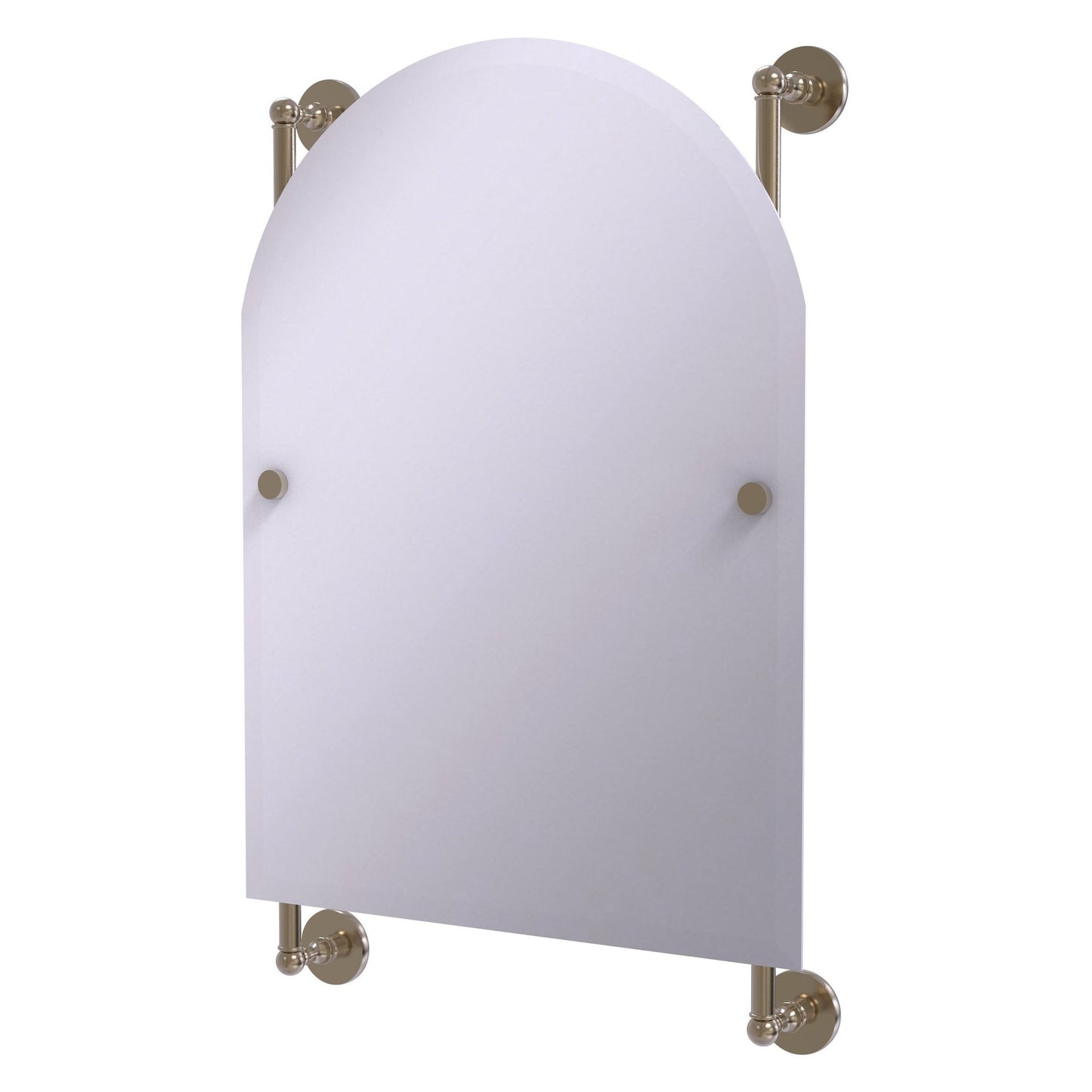 Allied Brass Prestige Skyline 21" x 3.8" Antique Pewter Solid Brass Arched Top Frameless Rail Mounted Mirror