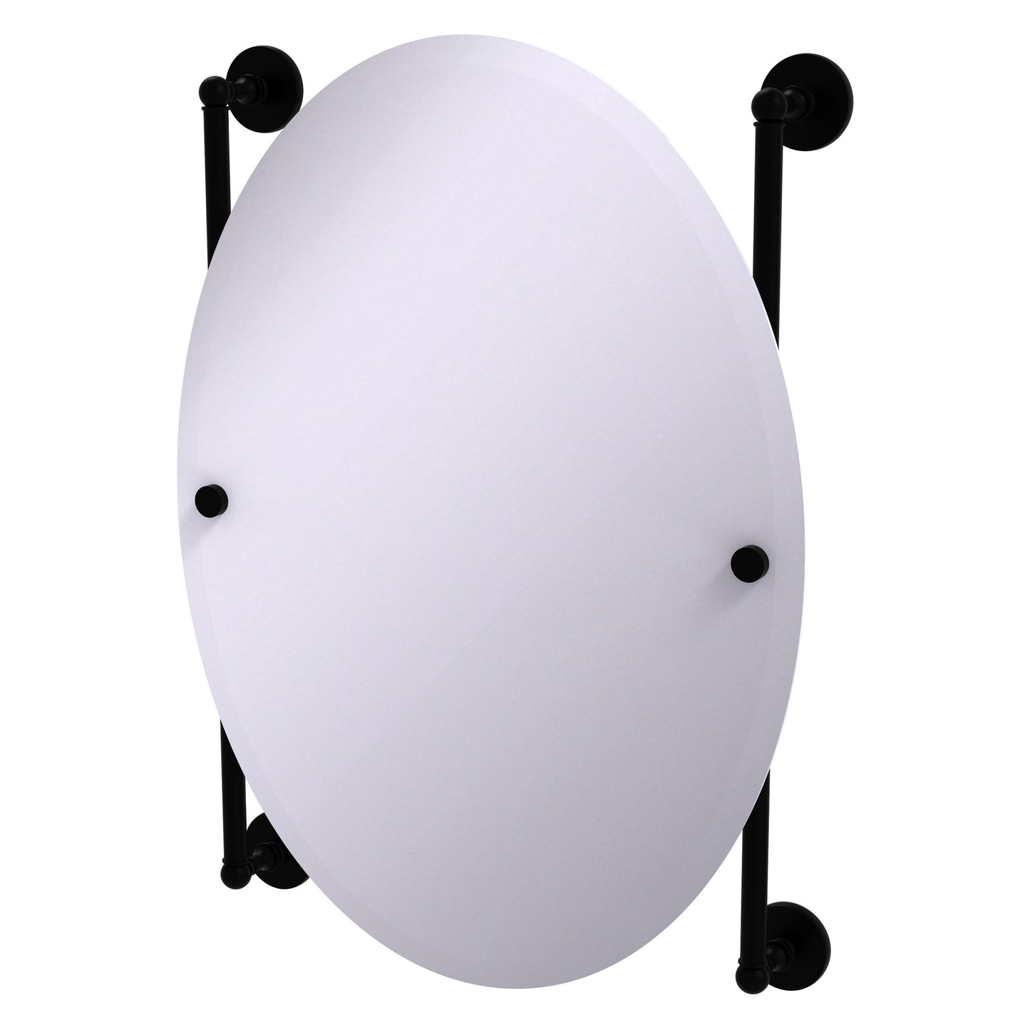 Allied Brass Prestige Skyline 21" x 3.8" Matte Black Solid Brass Oval Frameless Rail Mounted Mirror