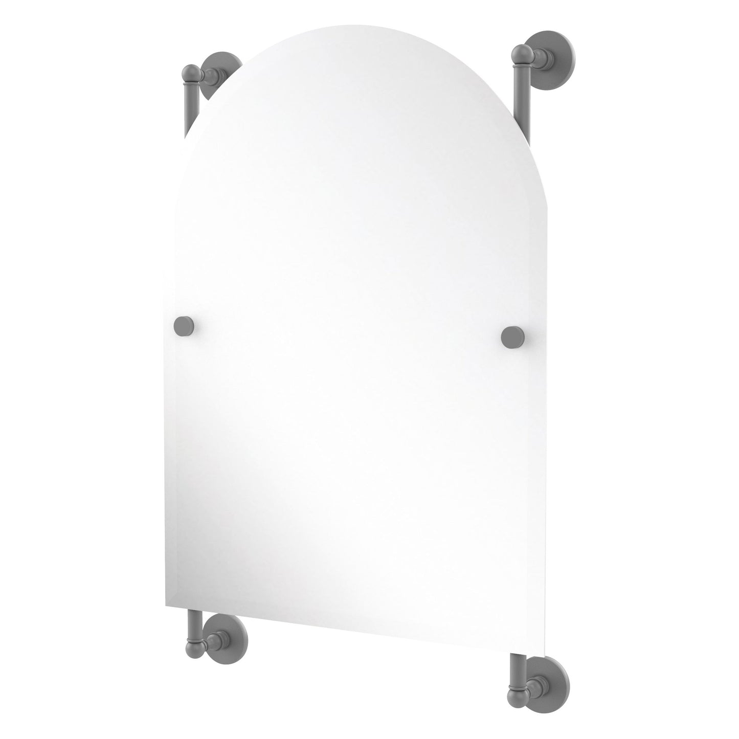 Allied Brass Prestige Skyline 21" x 3.8" Matte Gray Solid Brass Arched Top Frameless Rail Mounted Mirror