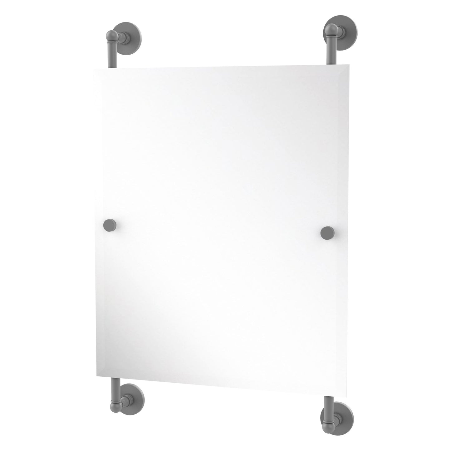 Allied Brass Prestige Skyline 21" x 3.8" Matte Gray Solid Brass Rectangular Frameless Rail Mounted Mirror