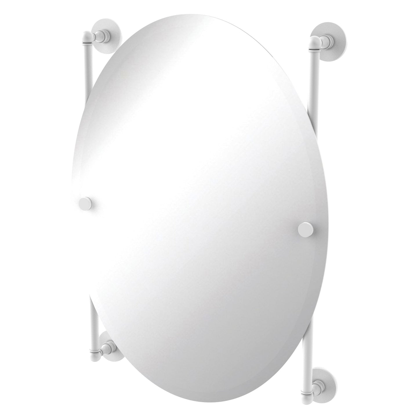 Allied Brass Prestige Skyline 21" x 3.8" Matte White Solid Brass Oval Frameless Rail Mounted Mirror