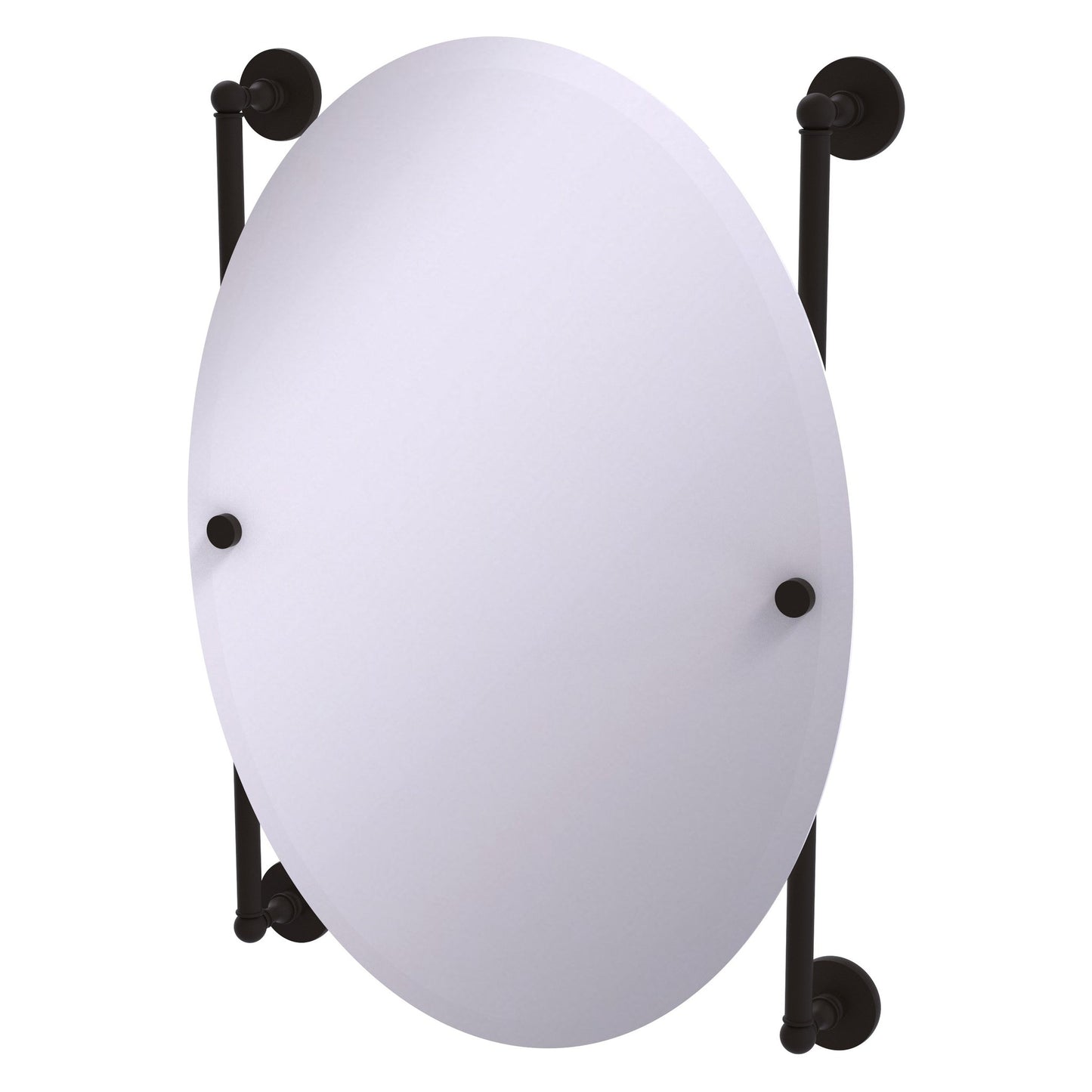 Allied Brass Prestige Skyline 21" x 3.8" Oil Rubbed Bronze Solid Brass Oval Frameless Rail Mounted Mirror