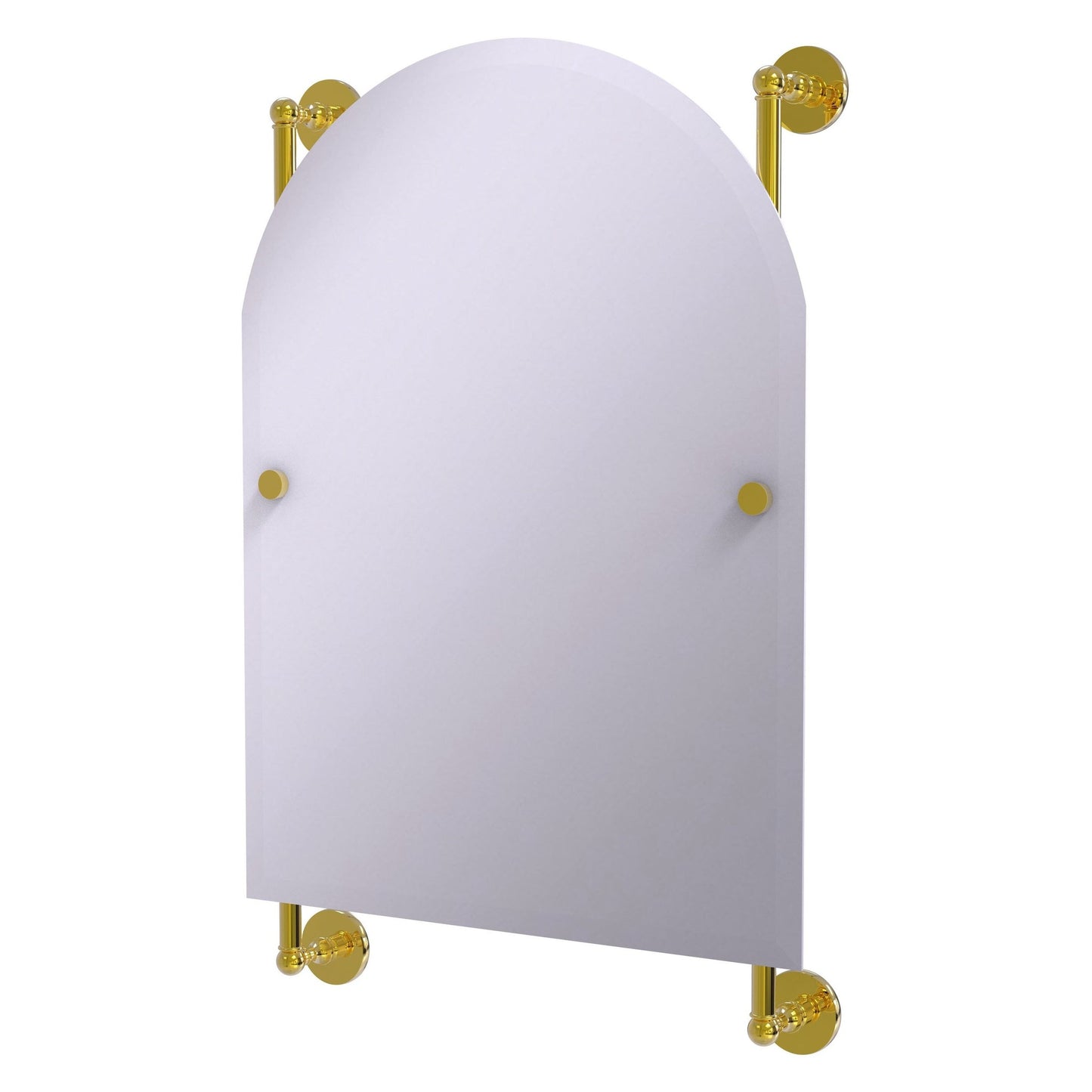Allied Brass Prestige Skyline 21" x 3.8" Polished Brass Solid Brass Arched Top Frameless Rail Mounted Mirror
