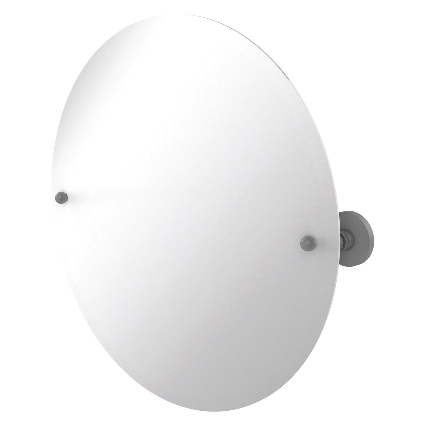 Allied Brass Prestige Skyline 22" x 22" Matte Gray Solid Brass Frameless Round Tilt Mirror With Beveled Edge