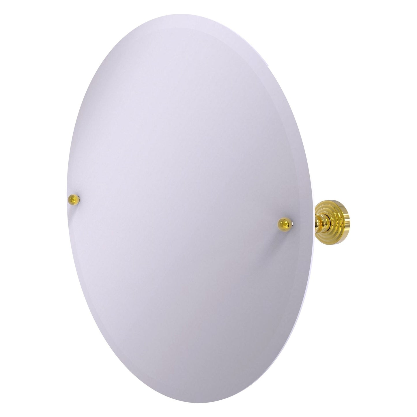 Allied Brass Prestige Skyline 22" x 22" Polished Brass Solid Brass Frameless Round Tilt Mirror With Beveled Edge