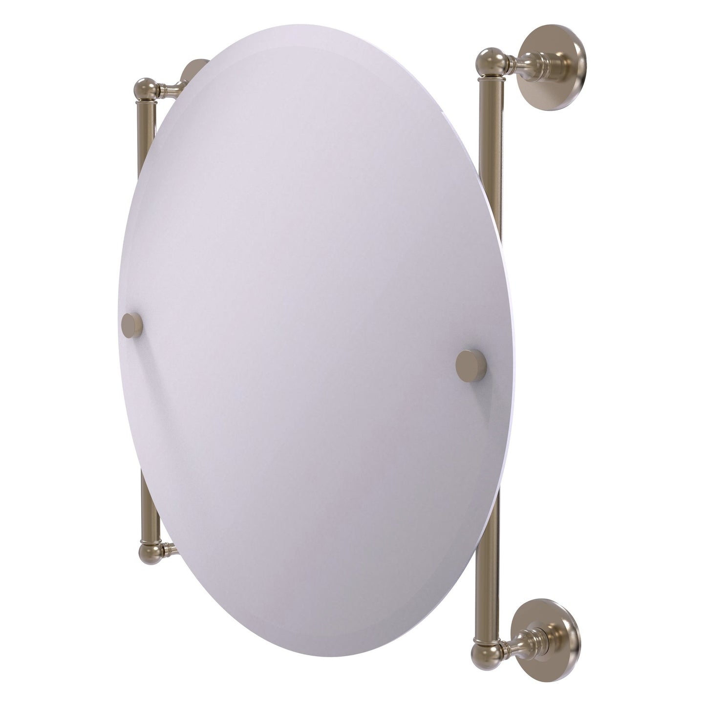 Allied Brass Prestige Skyline 22" x 3.8" Antique Pewter Solid Brass Round Frameless Rail Mounted Mirror