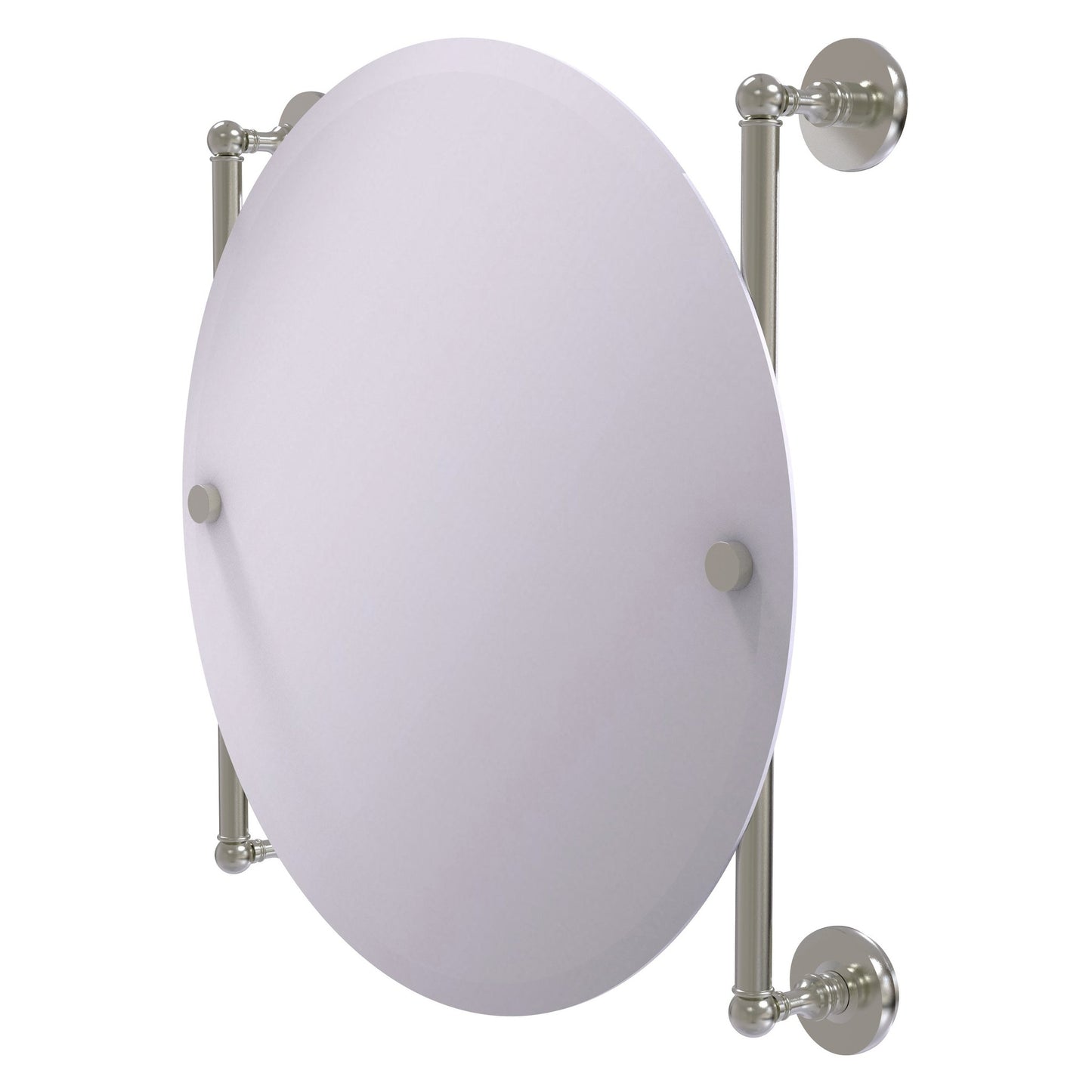Allied Brass Prestige Skyline 22" x 3.8" Satin Nickel Solid Brass Round Frameless Rail Mounted Mirror