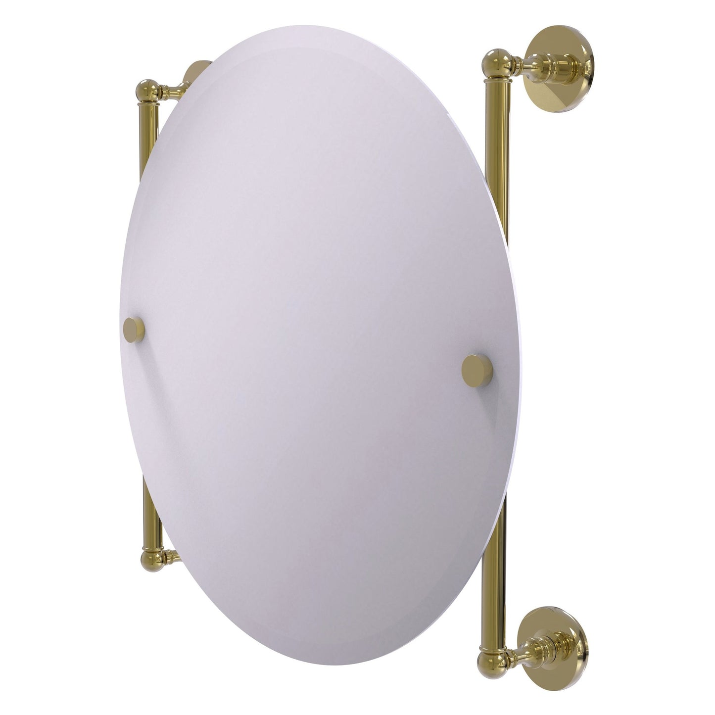 Allied Brass Prestige Skyline 22" x 3.8" Unlacquered Brass Solid Brass Round Frameless Rail Mounted Mirror