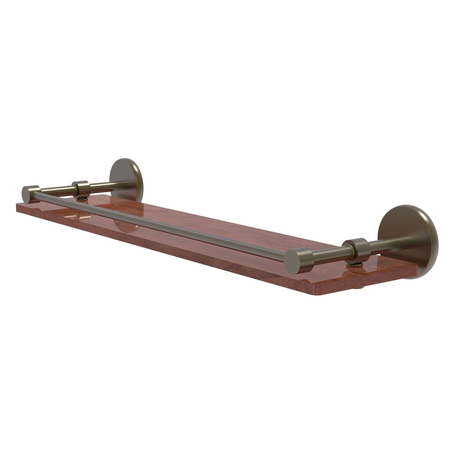 Allied Brass Prestige Skyline 22" x 5" Antique Brass Solid Brass Solid IPE Ironwood Shelf With Gallery Rail
