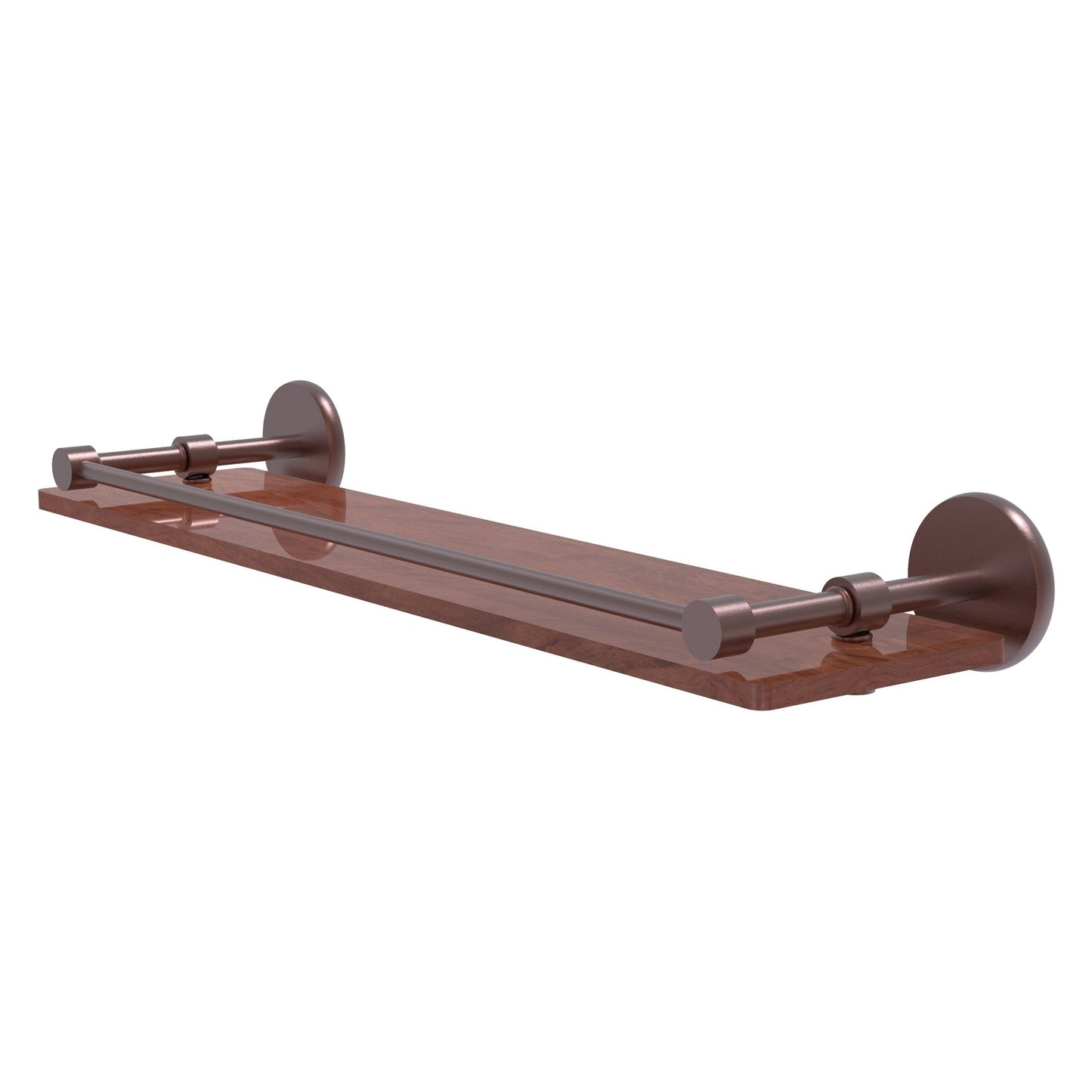 Allied Brass Prestige Skyline 22" x 5" Antique Copper Solid Brass Solid IPE Ironwood Shelf With Gallery Rail