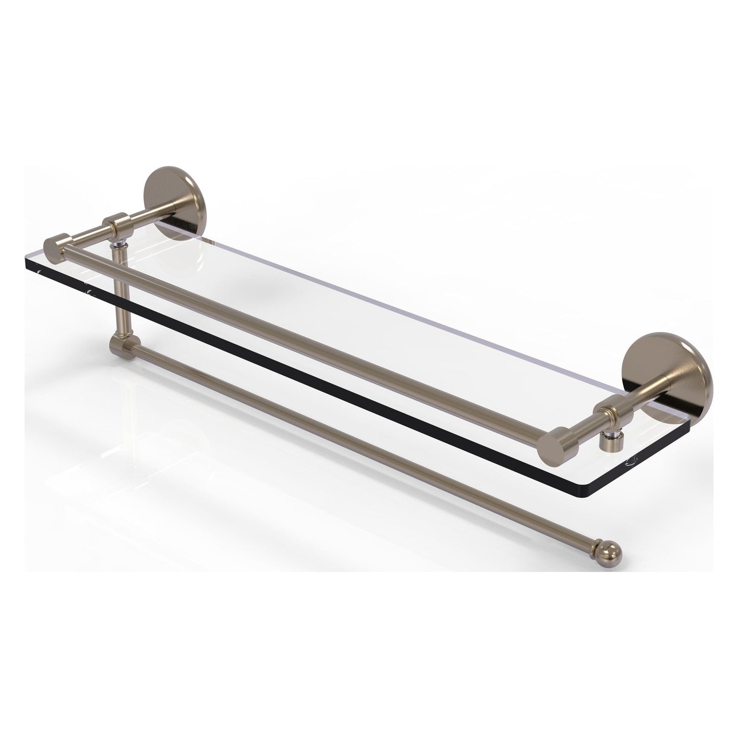 Allied Brass Prestige Skyline 22" x 5" Antique Pewter Solid Brass Paper Towel Holder With 22" Gallery Glass Shelf