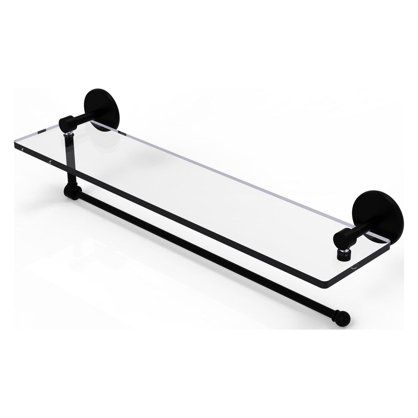 Allied Brass Prestige Skyline 22" x 5" Matte Black Solid Brass Paper Towel Holder With 22" Glass Shelf