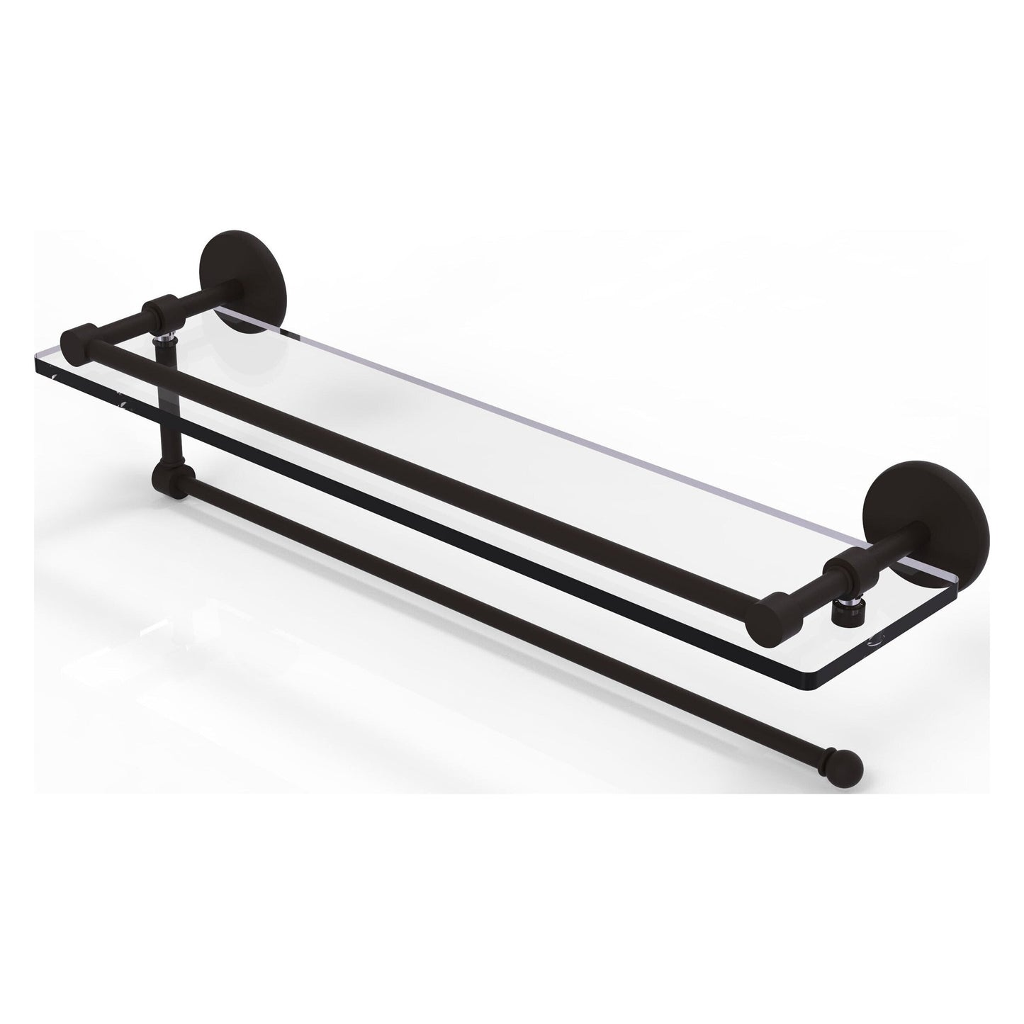 Allied Brass Prestige Skyline 22" x 5" Oil Rubbed Bronze Solid Brass Paper Towel Holder With 22" Gallery Glass Shelf