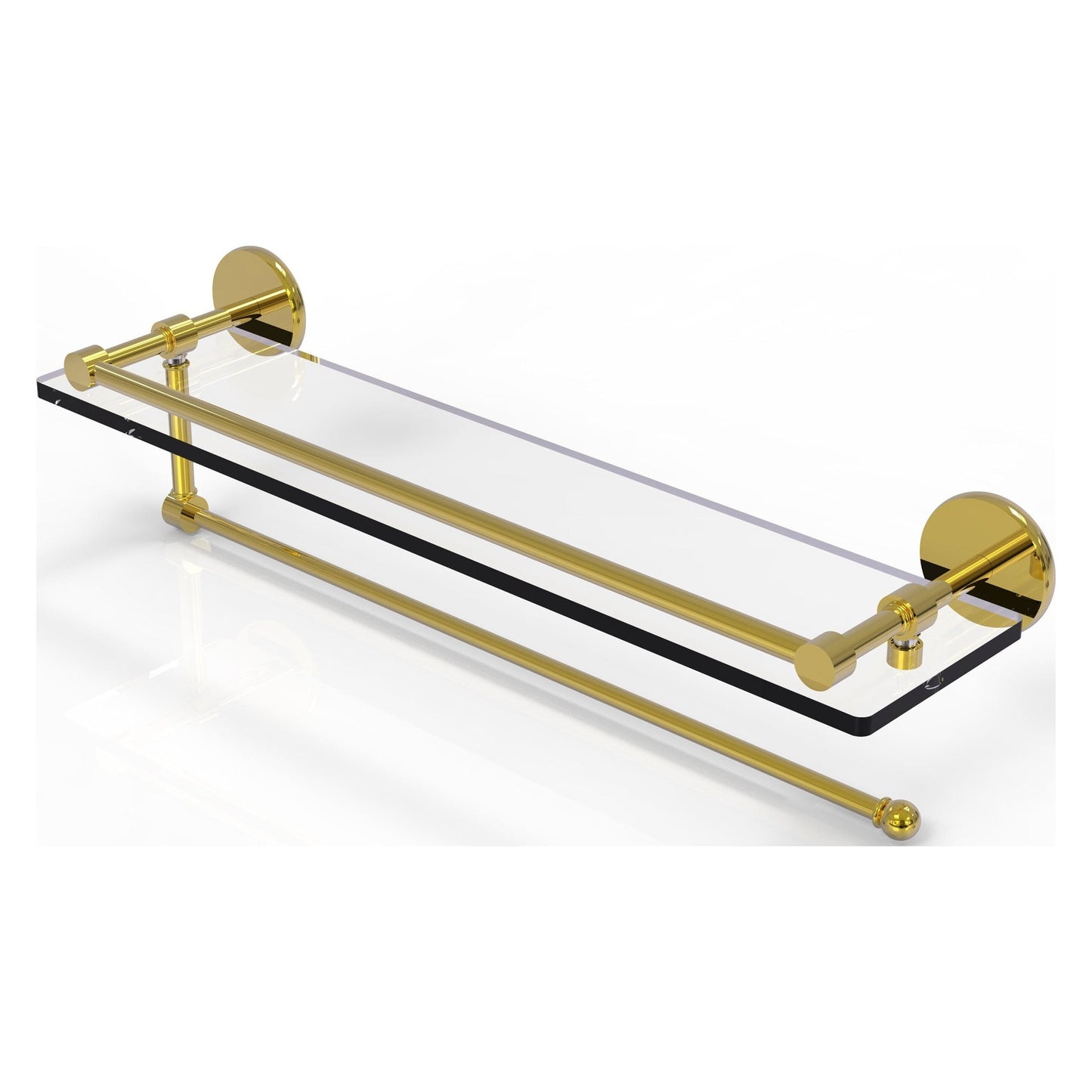 Allied Brass Prestige Skyline 22" x 5" Polished Brass Solid Brass Paper Towel Holder With 22" Gallery Glass Shelf