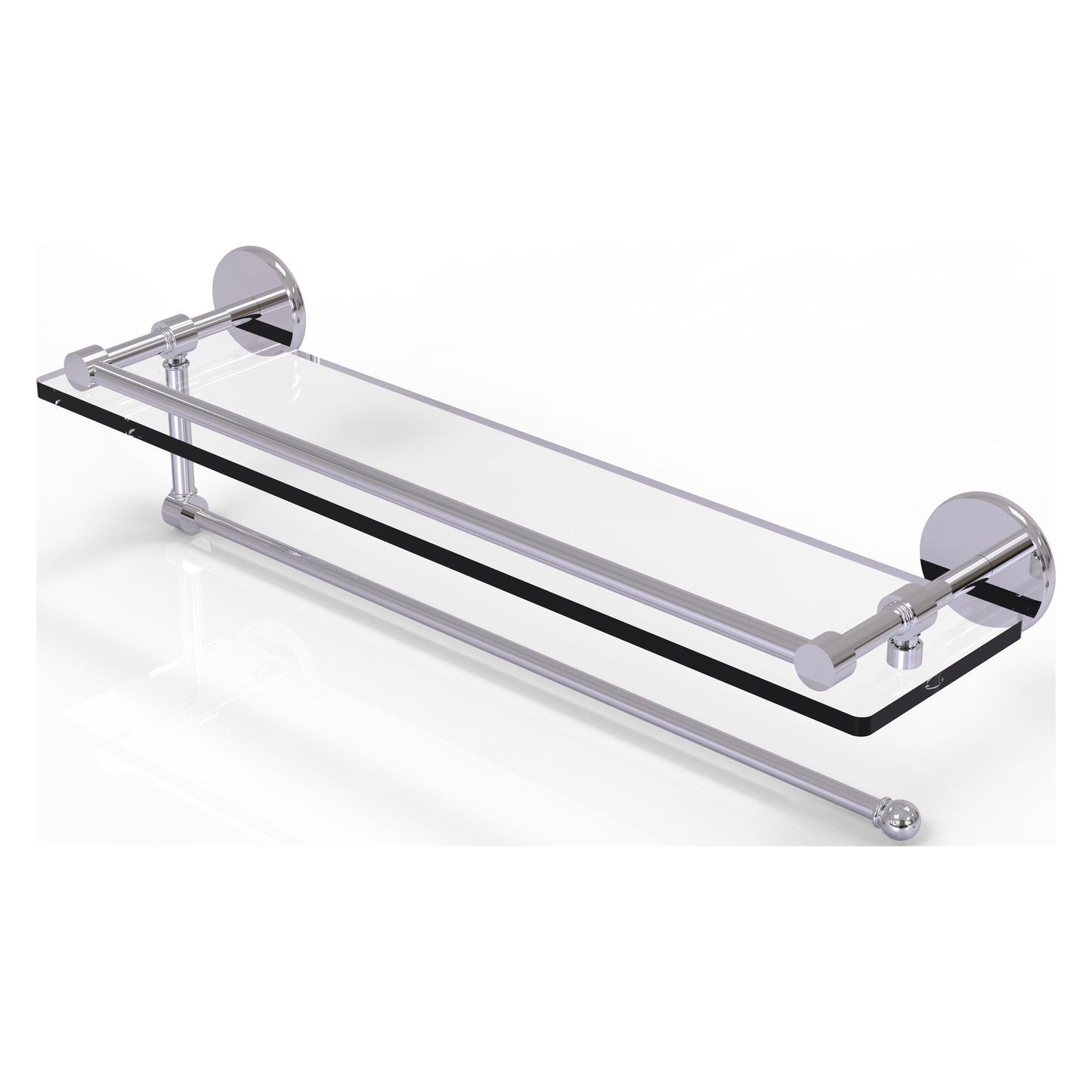 Allied Brass Prestige Skyline 22" x 5" Polished Chrome Solid Brass Paper Towel Holder With 22" Gallery Glass Shelf