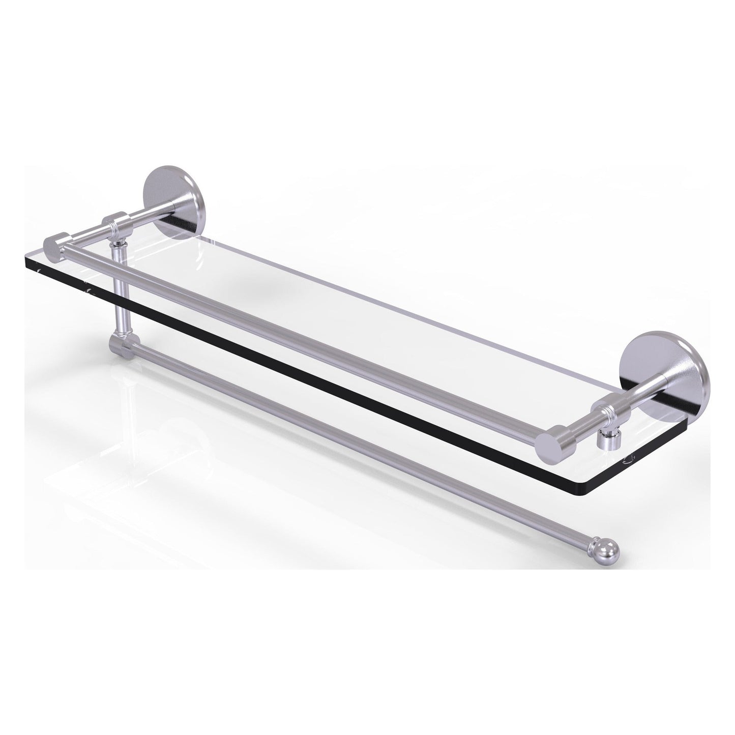 Allied Brass Prestige Skyline 22" x 5" Satin Chrome Solid Brass Paper Towel Holder With 22" Gallery Glass Shelf