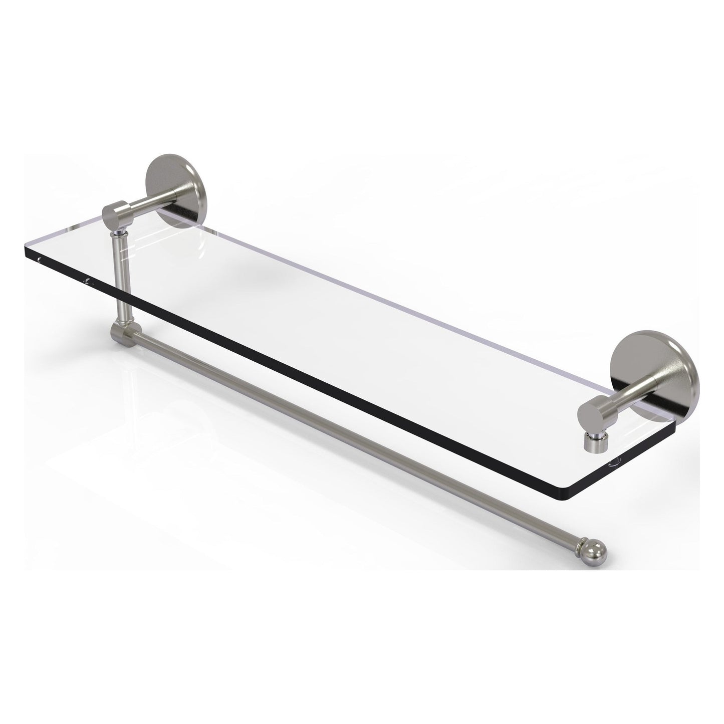 Allied Brass Prestige Skyline 22" x 5" Satin Nickel Solid Brass Paper Towel Holder With 22" Glass Shelf