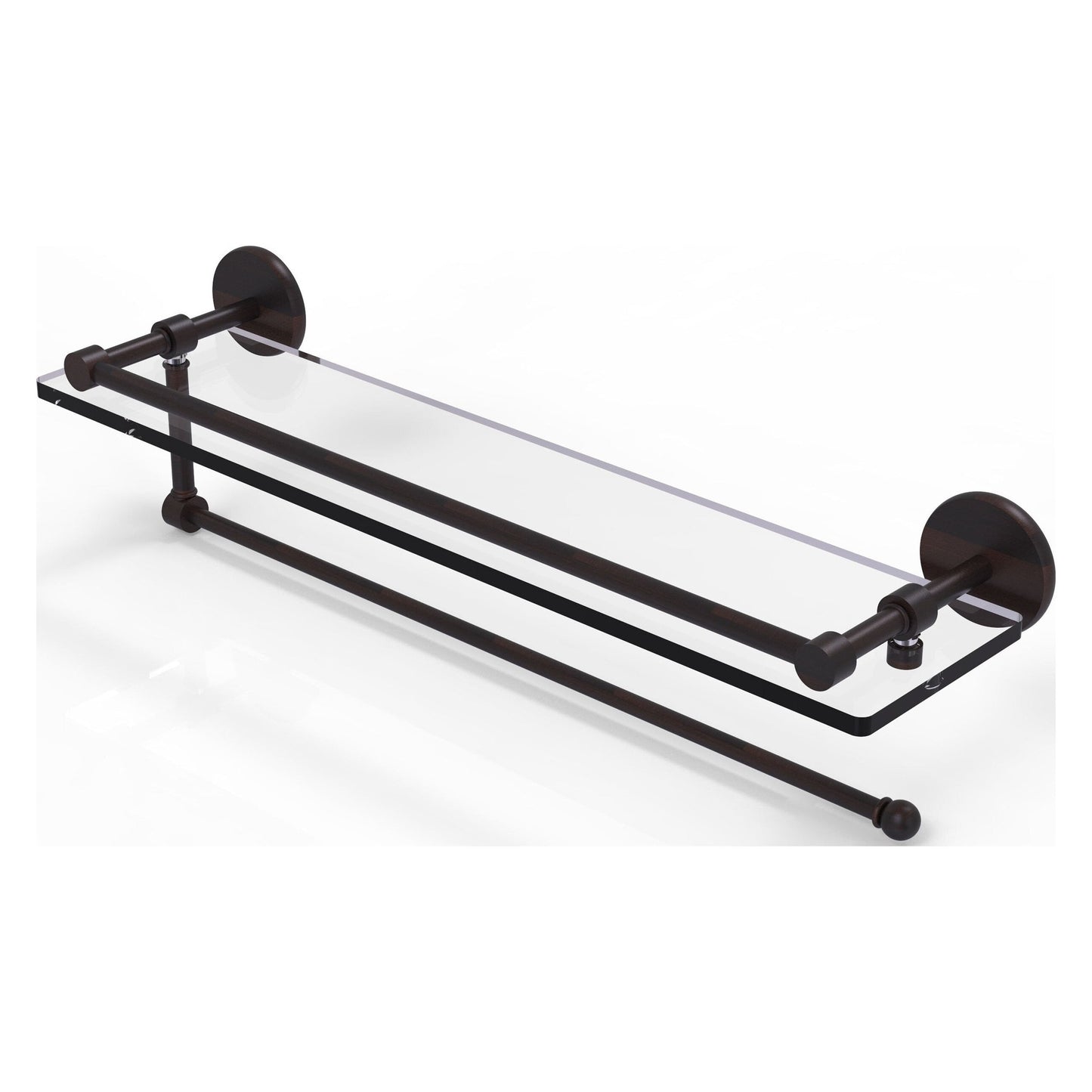 Allied Brass Prestige Skyline 22" x 5" Venetian Bronze Solid Brass Paper Towel Holder With 22" Gallery Glass Shelf