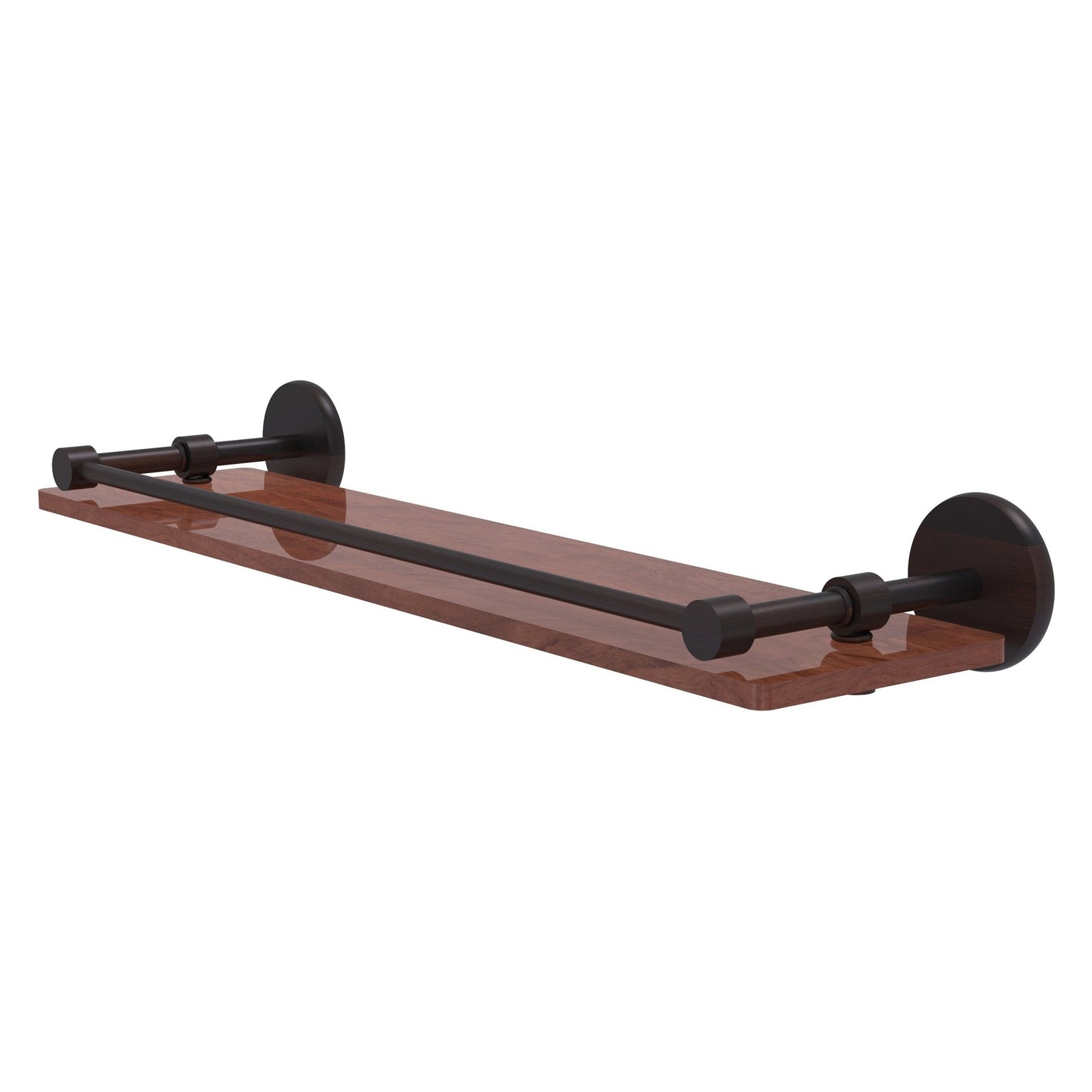 Allied Brass Prestige Skyline 22" x 5" Venetian Bronze Solid Brass Solid IPE Ironwood Shelf With Gallery Rail