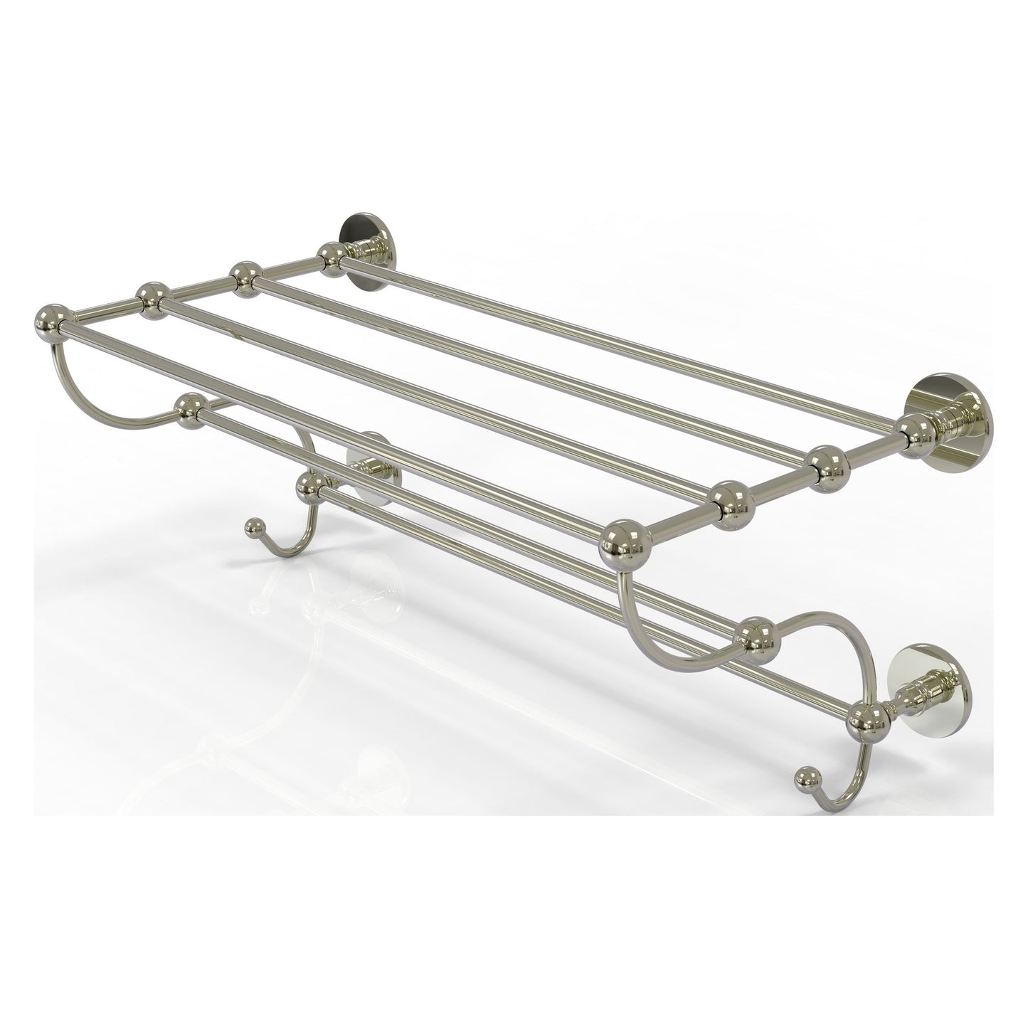 Allied Brass Prestige Skyline 24" x 14" Polished Nickel Solid Brass Train Rack Towel Shelf
