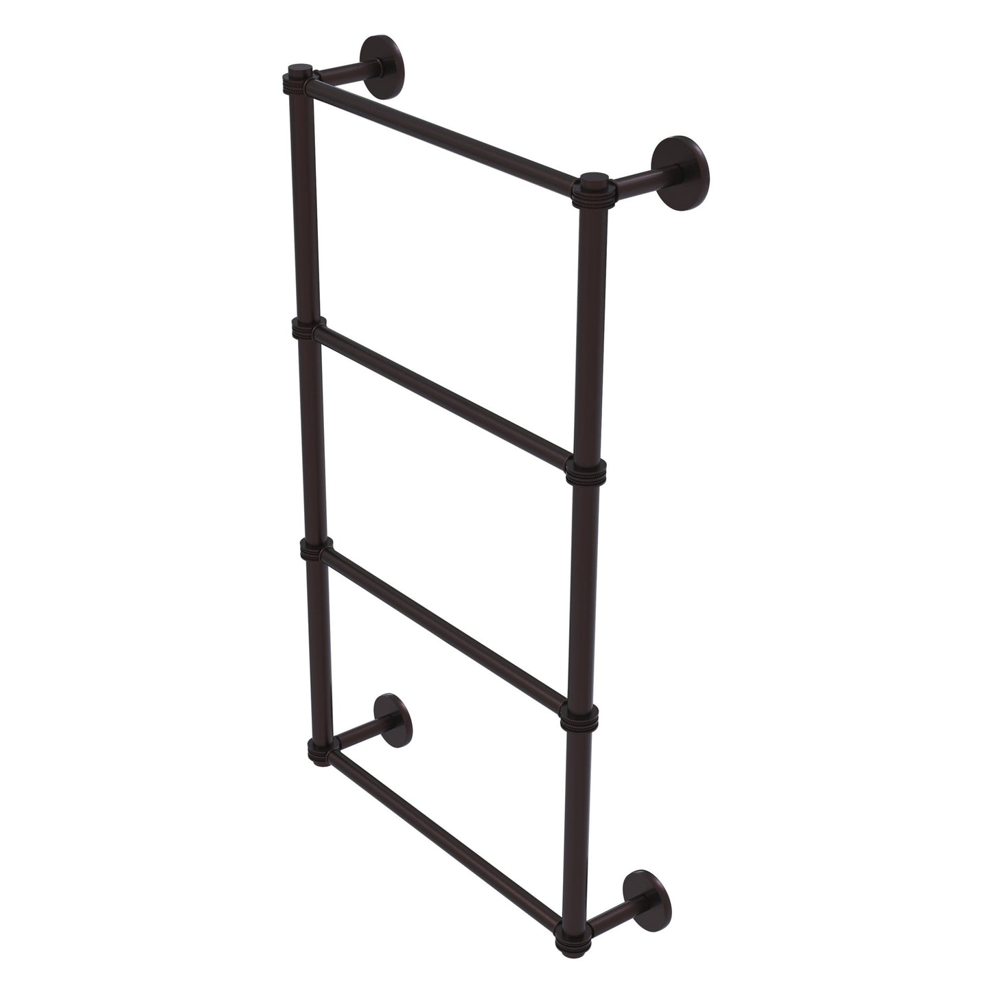 Allied Brass Prestige Skyline 24" x 5" Antique Bronze Solid Brass 4-Tier Ladder Towel Bar With Dotted Detail