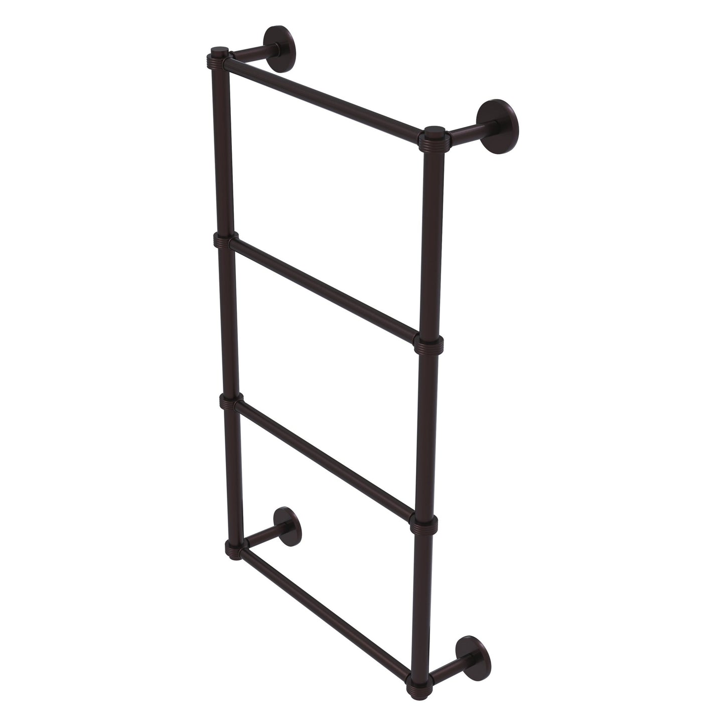Allied Brass Prestige Skyline 24" x 5" Antique Bronze Solid Brass 4-Tier Ladder Towel Bar With Grooved Detail