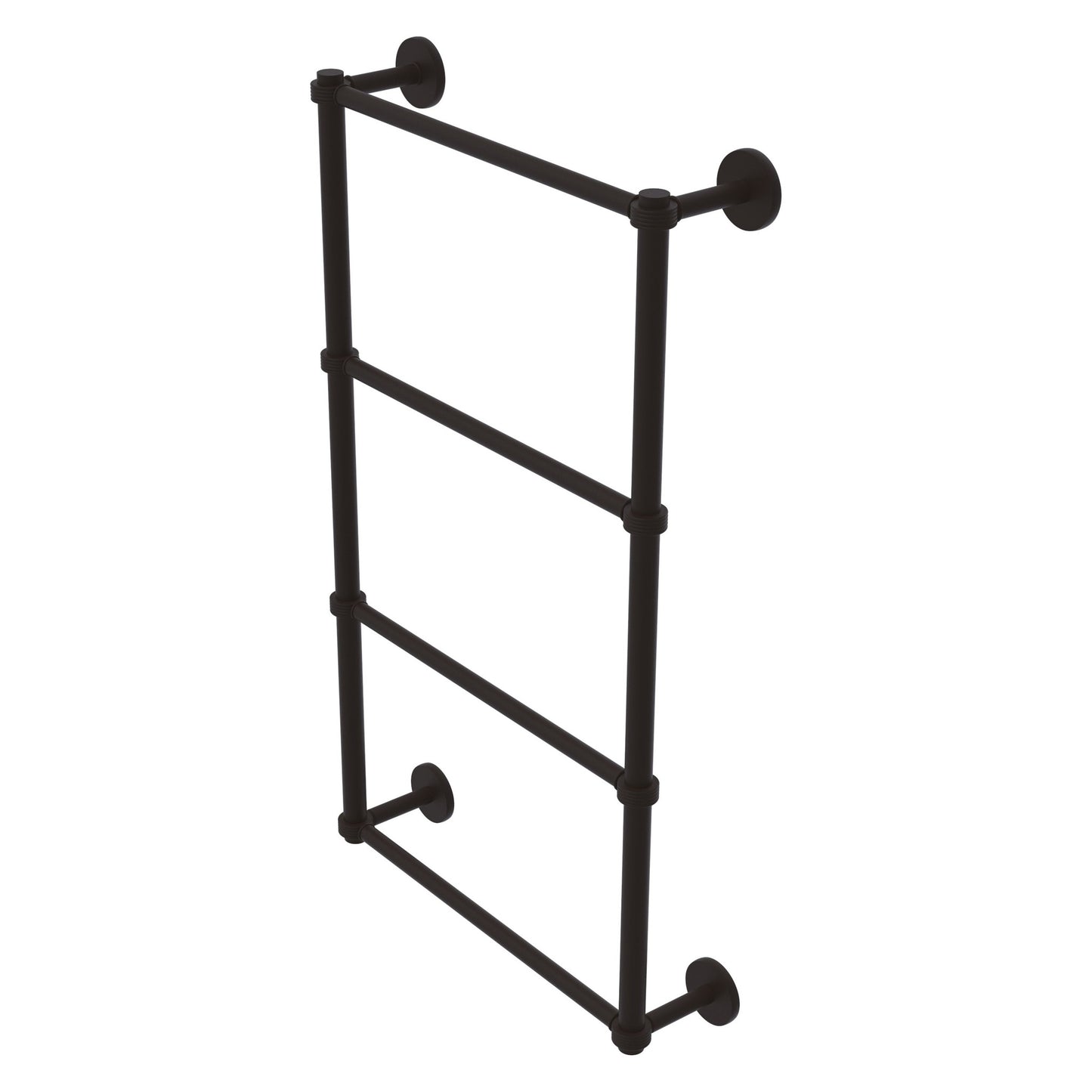 Allied Brass Prestige Skyline 24" x 5" Oil Rubbed Bronze Solid Brass 4-Tier Ladder Towel Bar With Grooved Detail