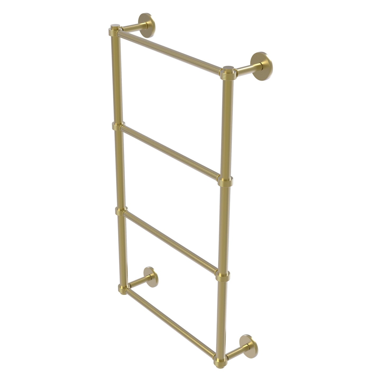 Allied Brass Prestige Skyline 24" x 5" Satin Brass Solid Brass 4-Tier Ladder Towel Bar With Grooved Detail