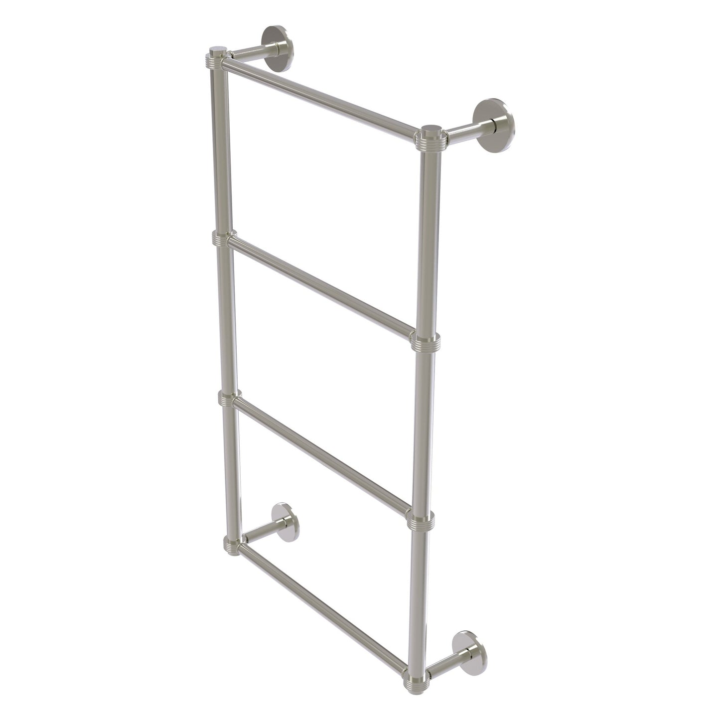 Allied Brass Prestige Skyline 24" x 5" Satin Nickel Solid Brass 4-Tier Ladder Towel Bar With Grooved Detail