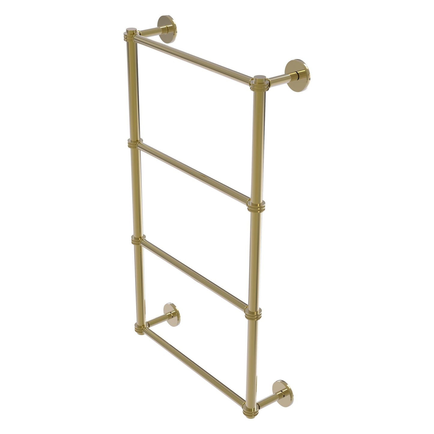 Allied Brass Prestige Skyline 24" x 5" Unlacquered Brass Solid Brass 4-Tier Ladder Towel Bar With Dotted Detail