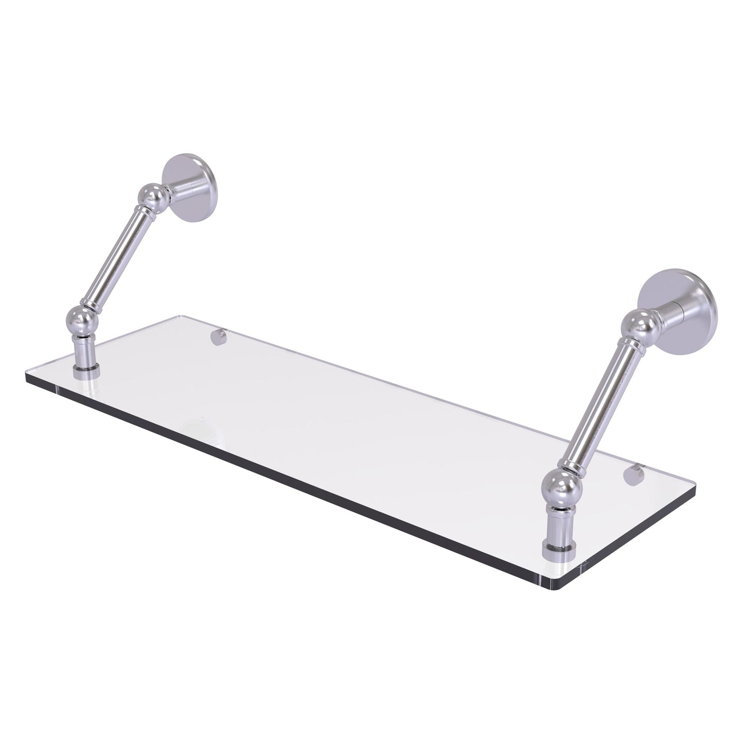 Allied Brass Prestige Skyline 24" x 8" Satin Chrome Solid Brass Floating Glass Shelf